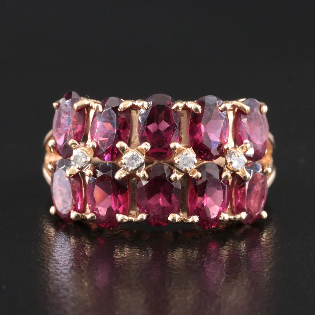 14K Rhodolite Garnet and Diamond Ring