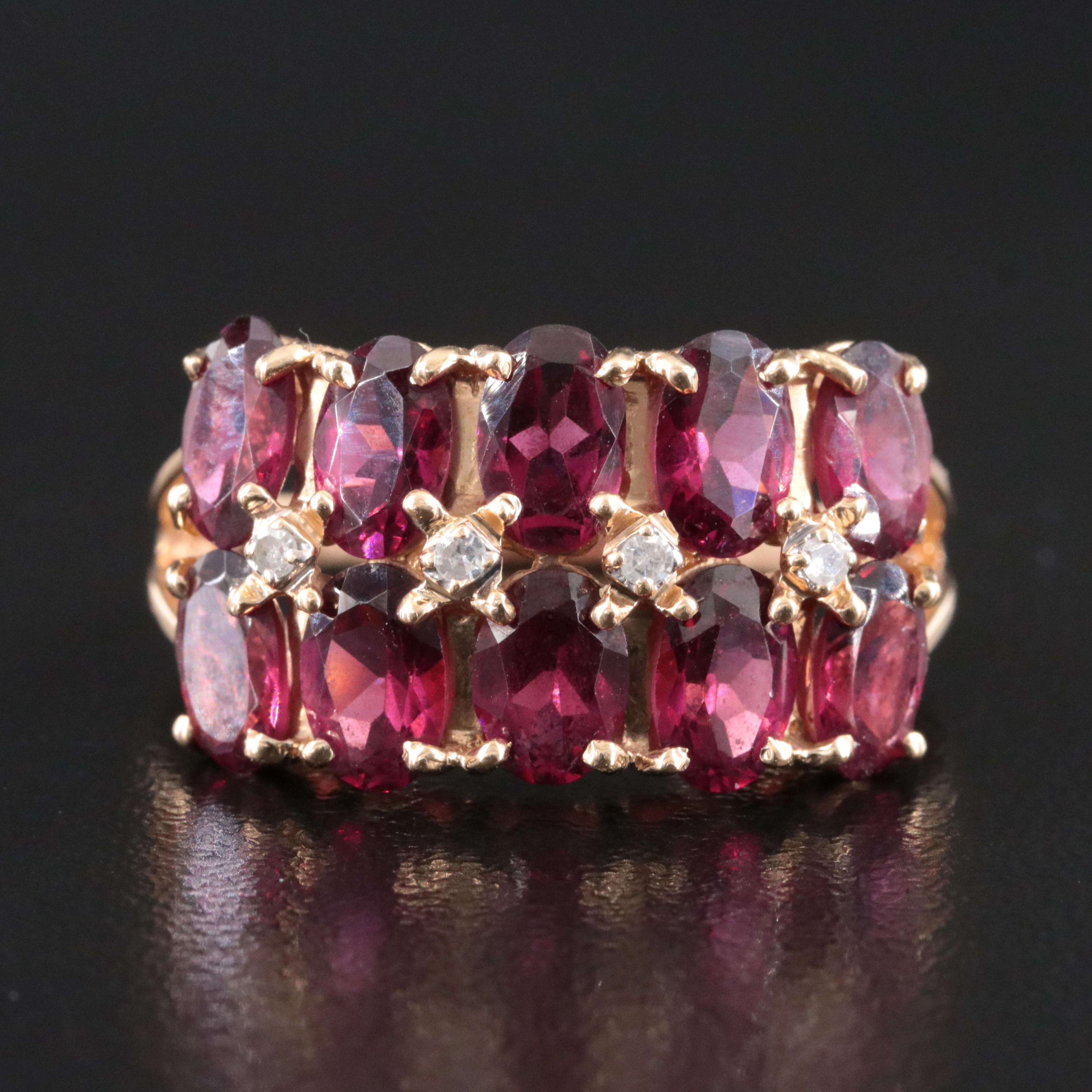 14K Rhodolite Garnet and Diamond Ring