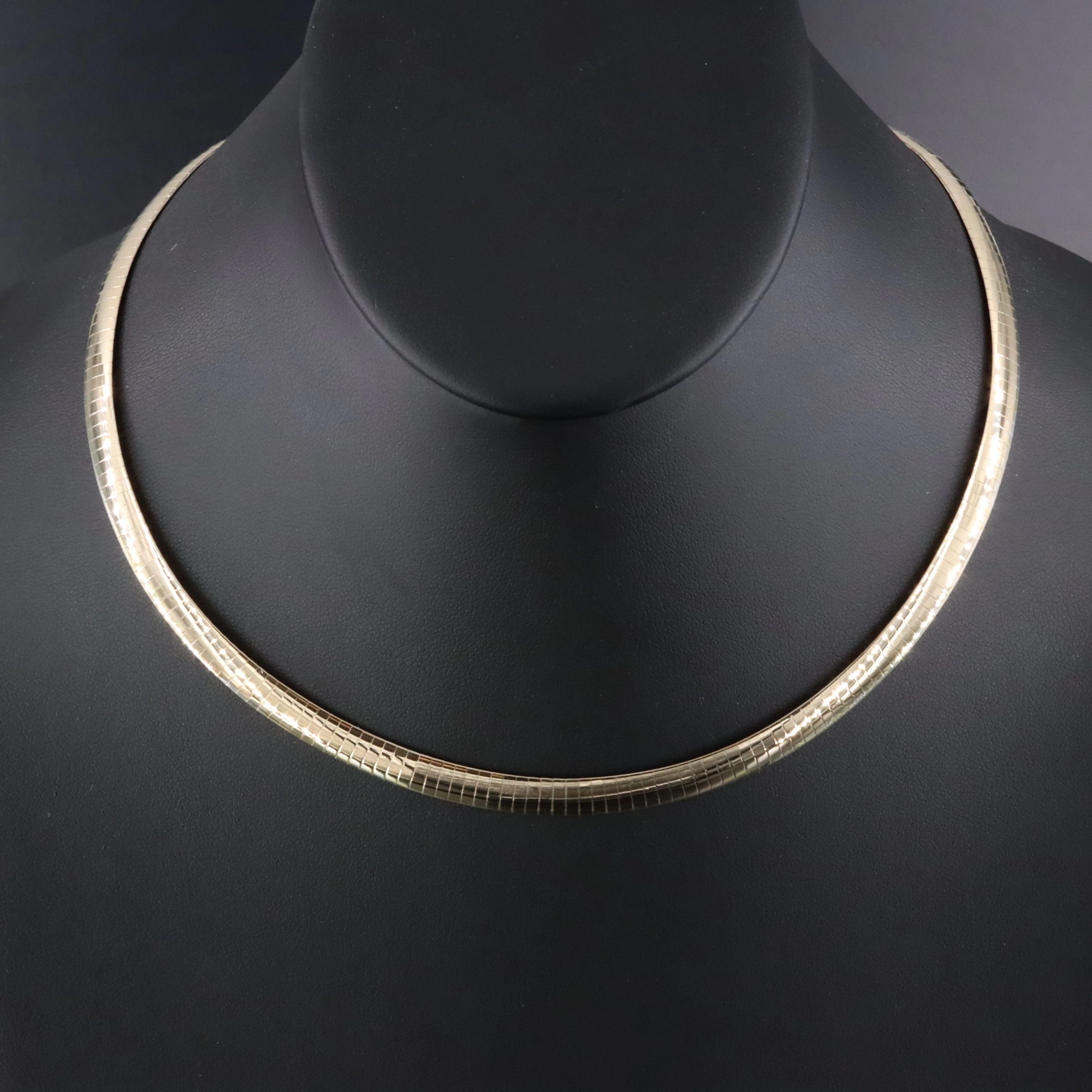 Sterling Reversible Omega Chain Necklace with 14K Top