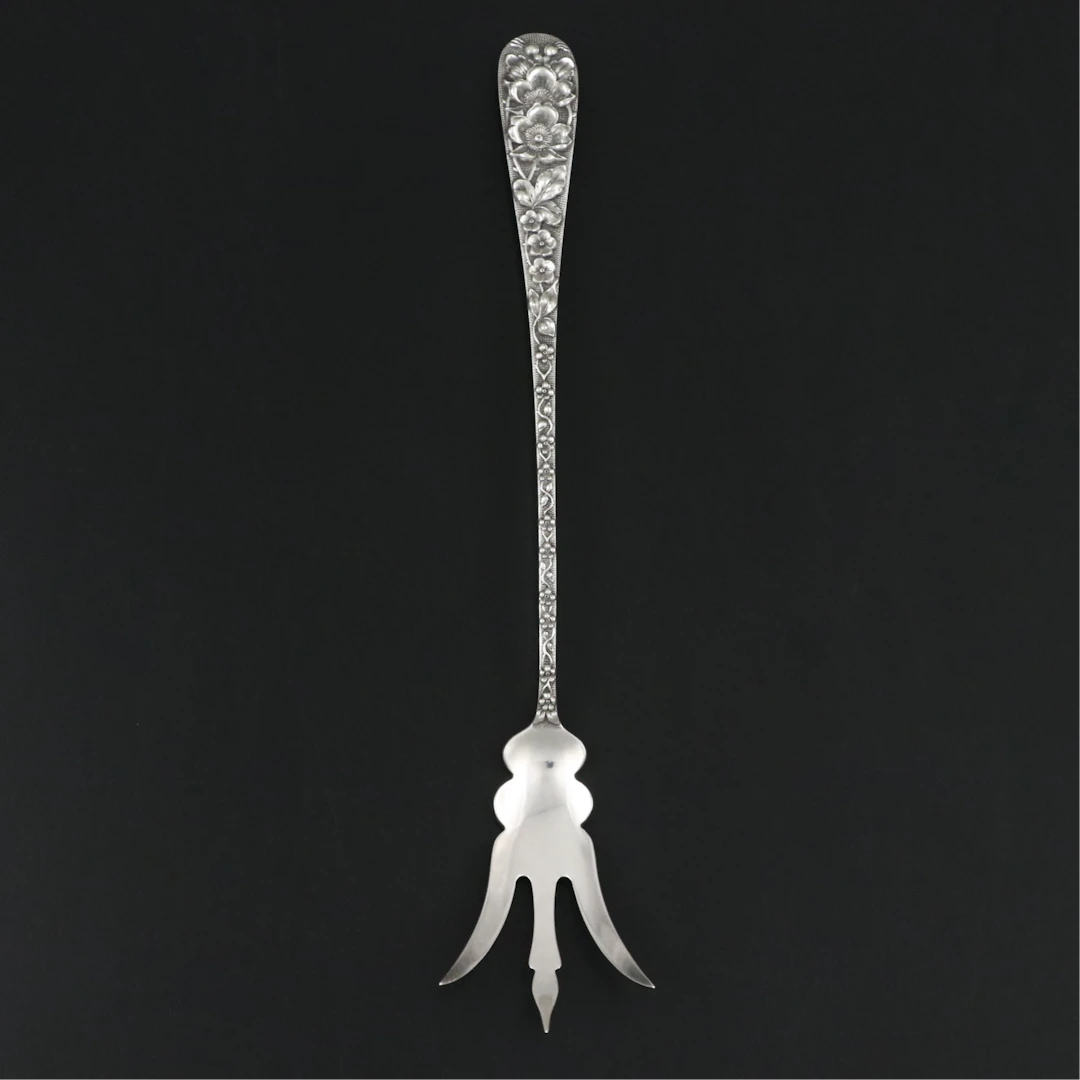 Antique Stieff "Stieff Rose" Sterling Silver Serving Fork