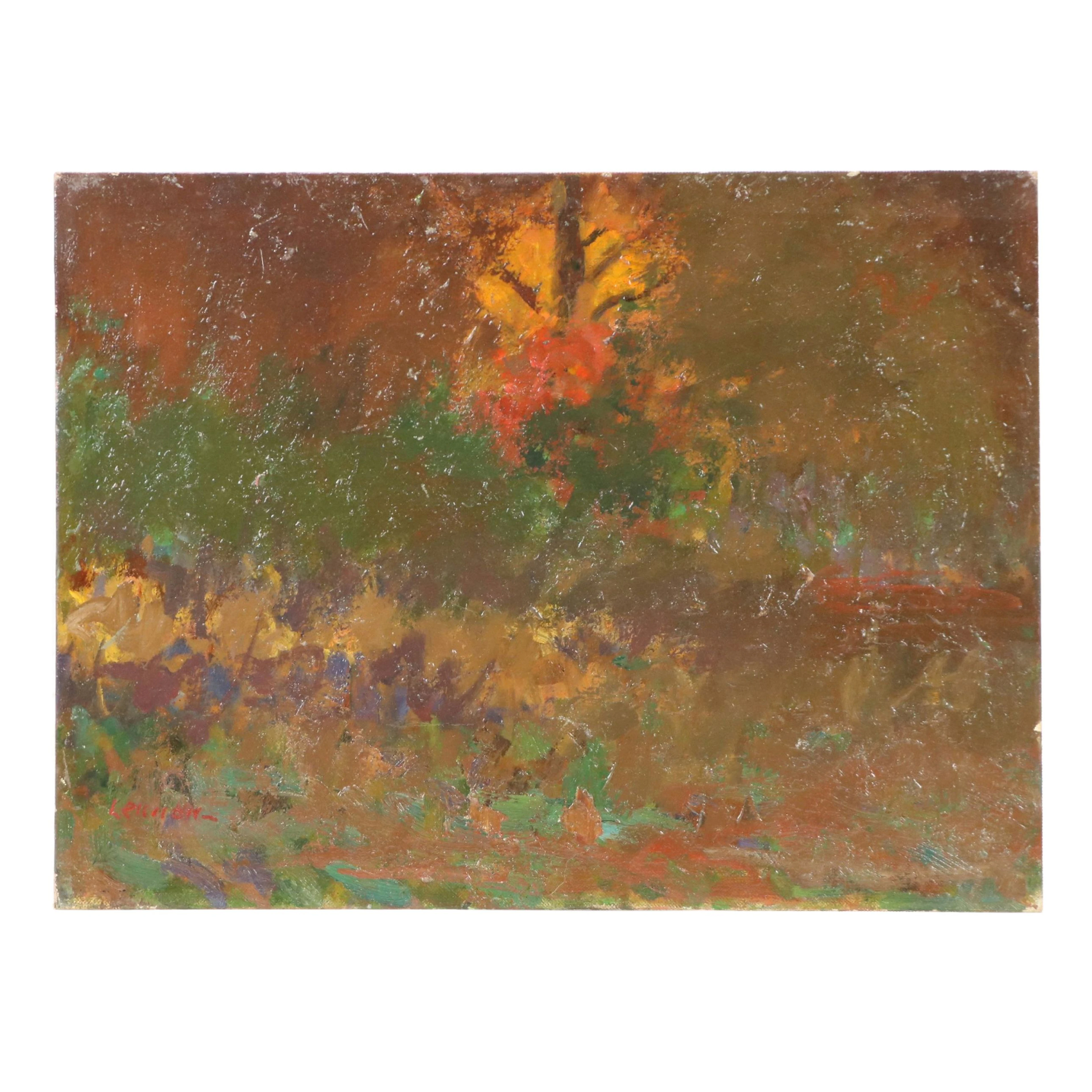 Bernard Lennon Impressionist Autumnal Landscape Oil Painting