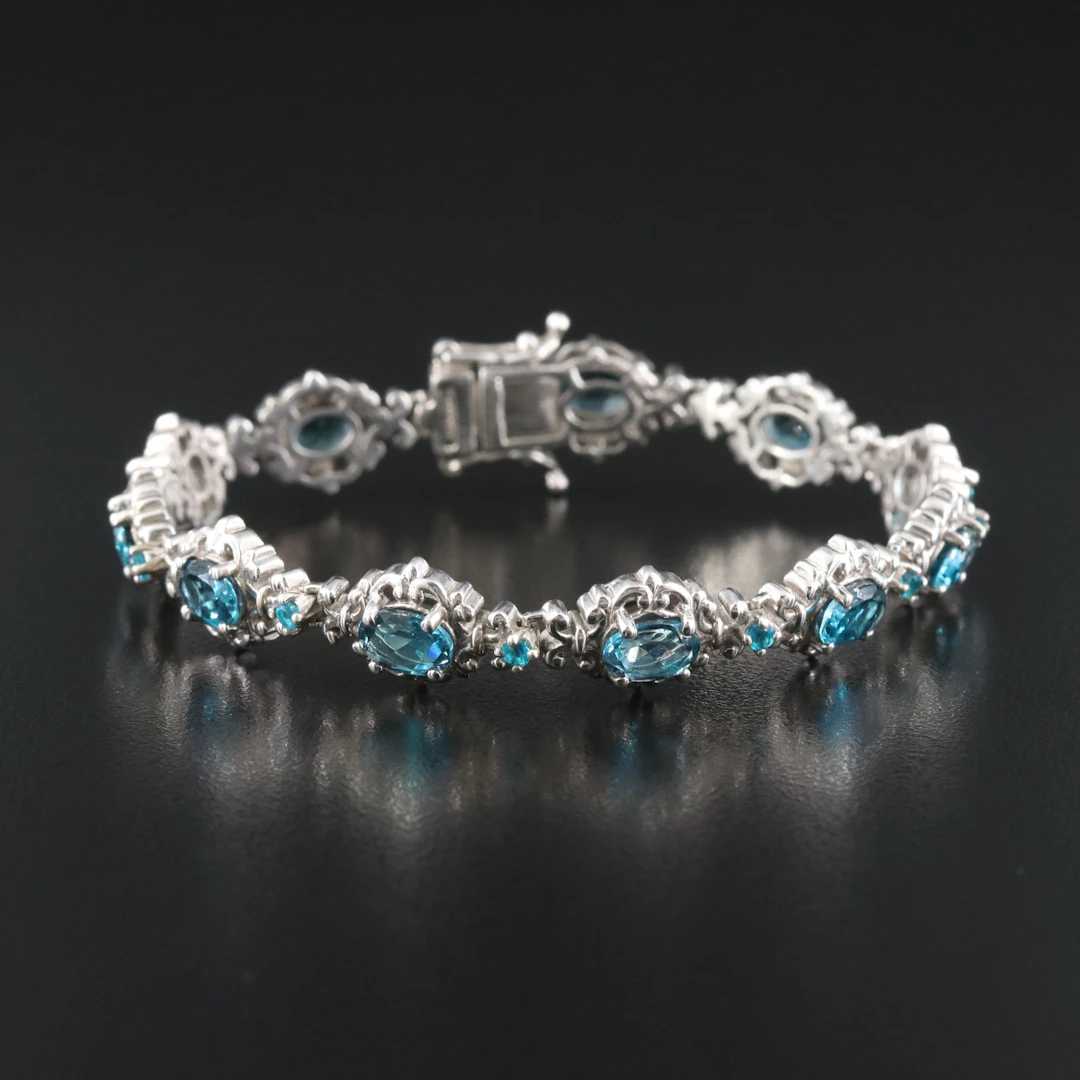 Sterling Blue Topaz and Apatite Bracelet