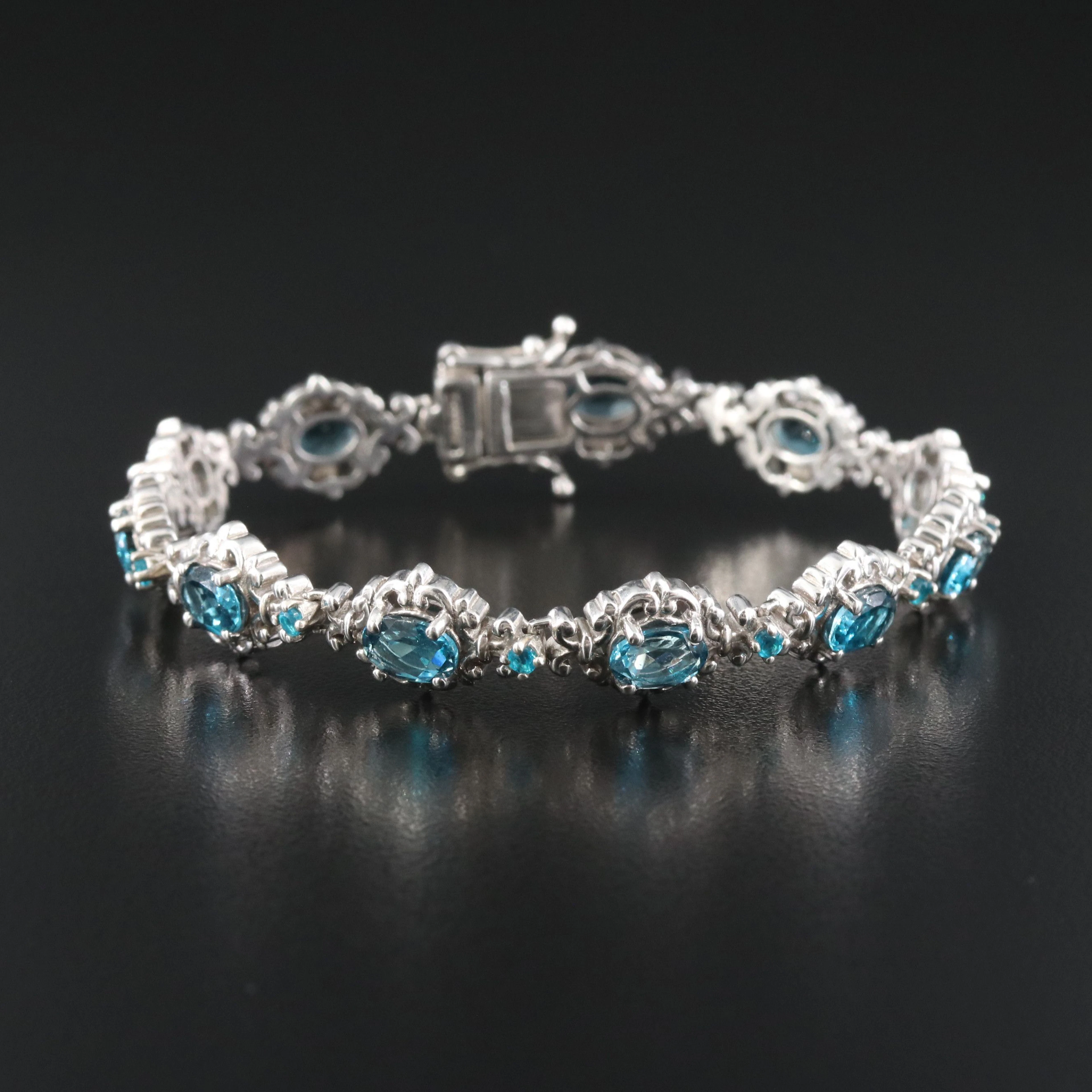 Sterling Blue Topaz and Apatite Bracelet
