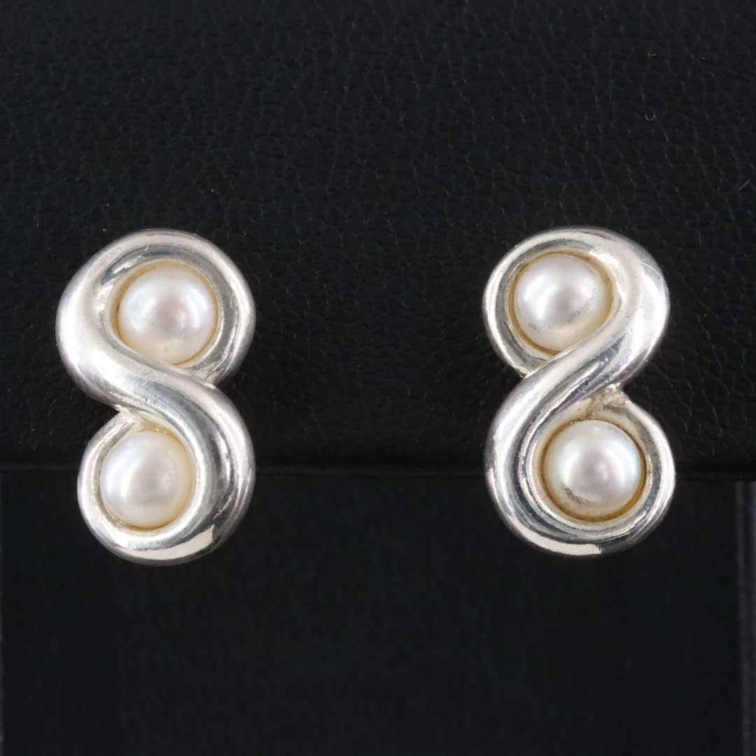 Tiffany & Co. Sterling Pearl Infinity Earrings
