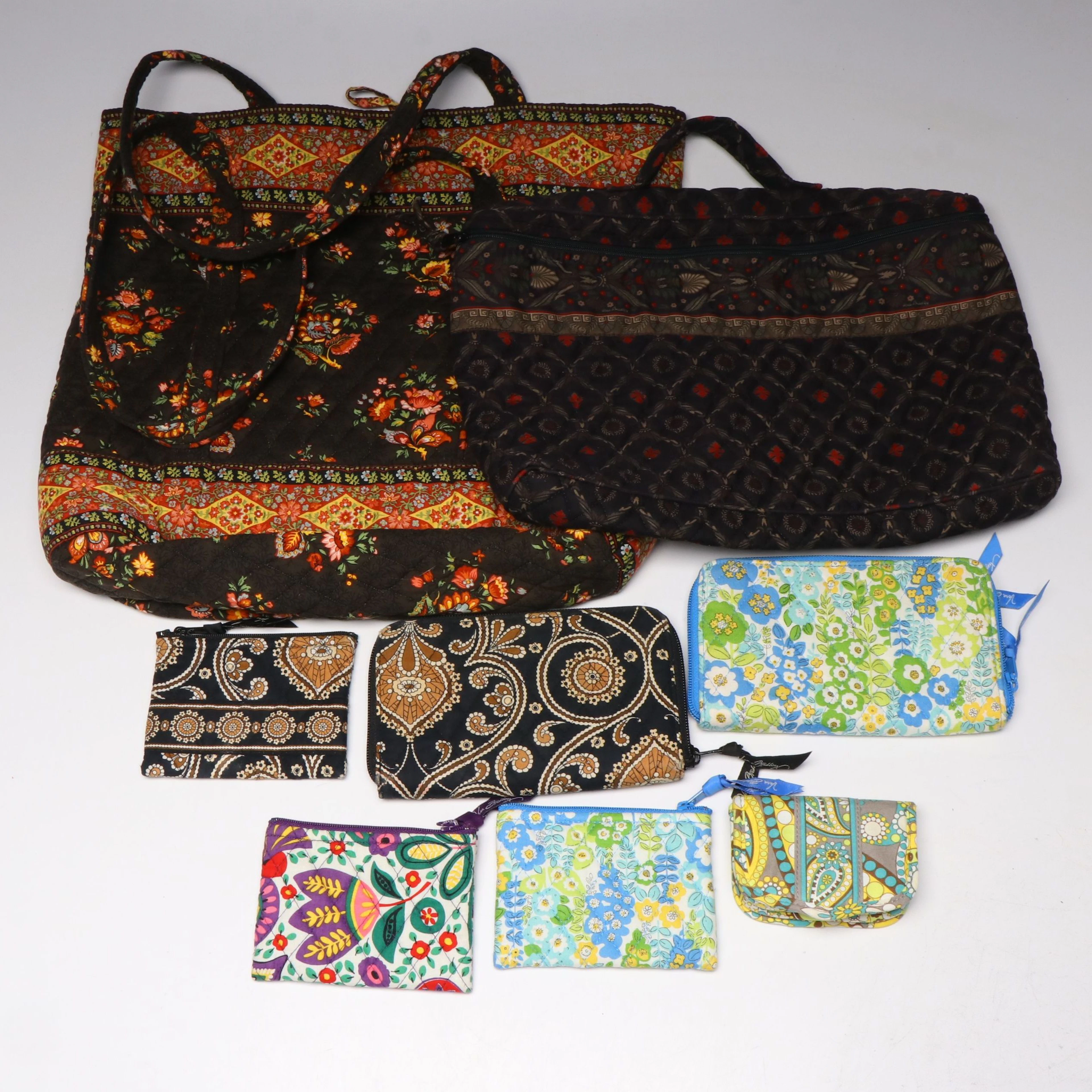 Vera Bradley Laptop Case, Tote Bag, Zip Pouch and Zip Around Wallets in Cotton