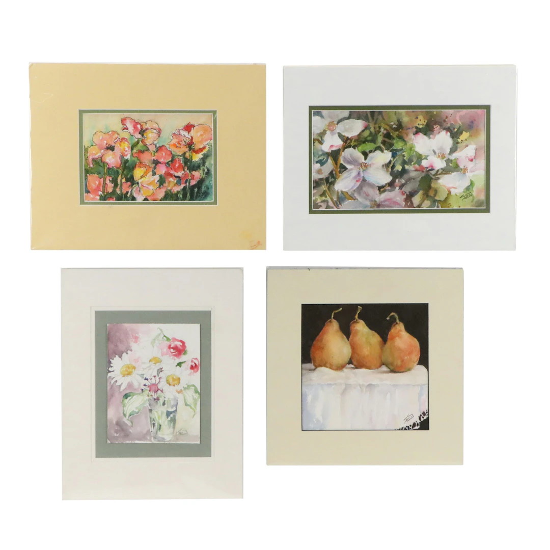 Sue Dion Watercolor Paintings "Poppies," "Battenburg Pears II," and More
