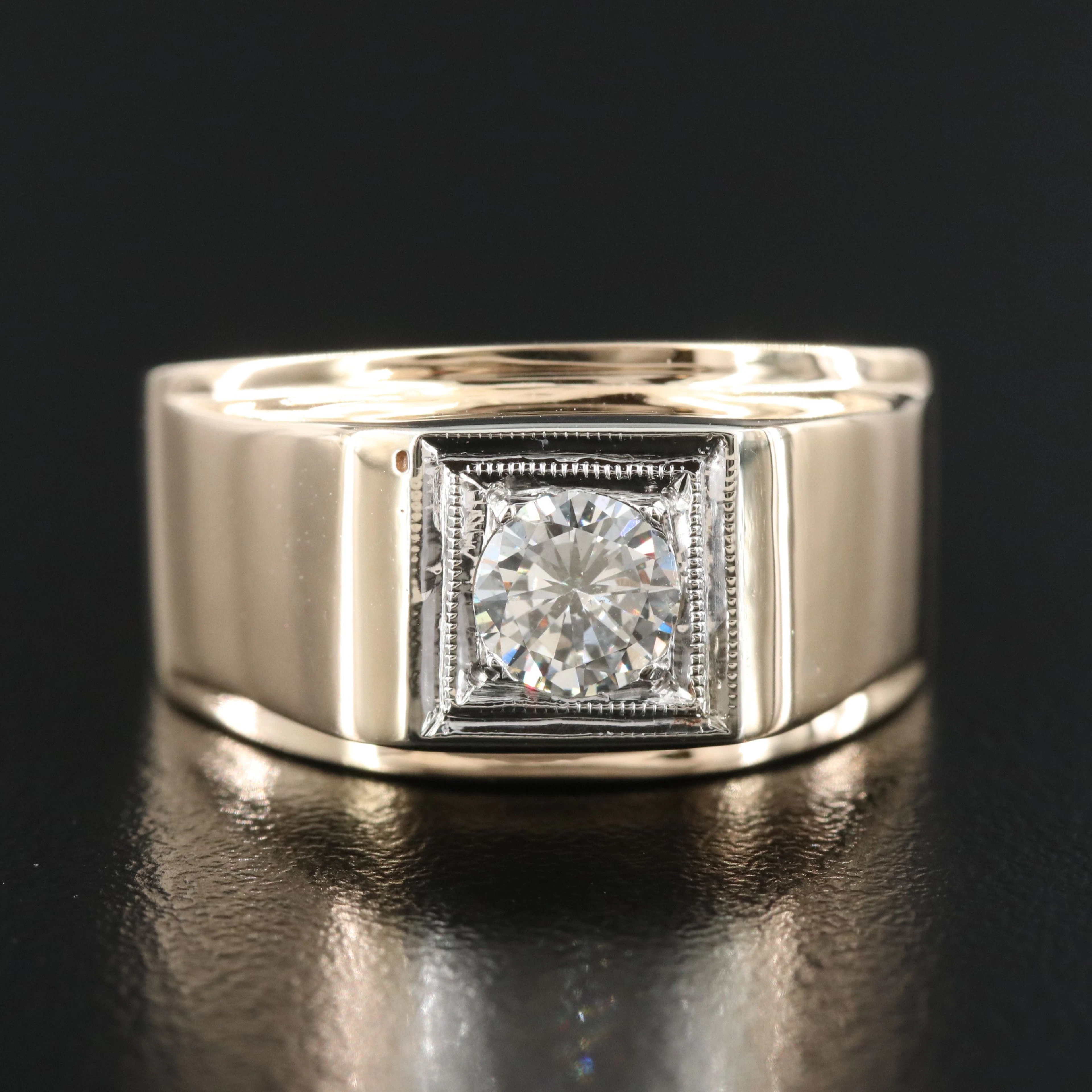 14K 0.55 CT Diamond Signet Ring