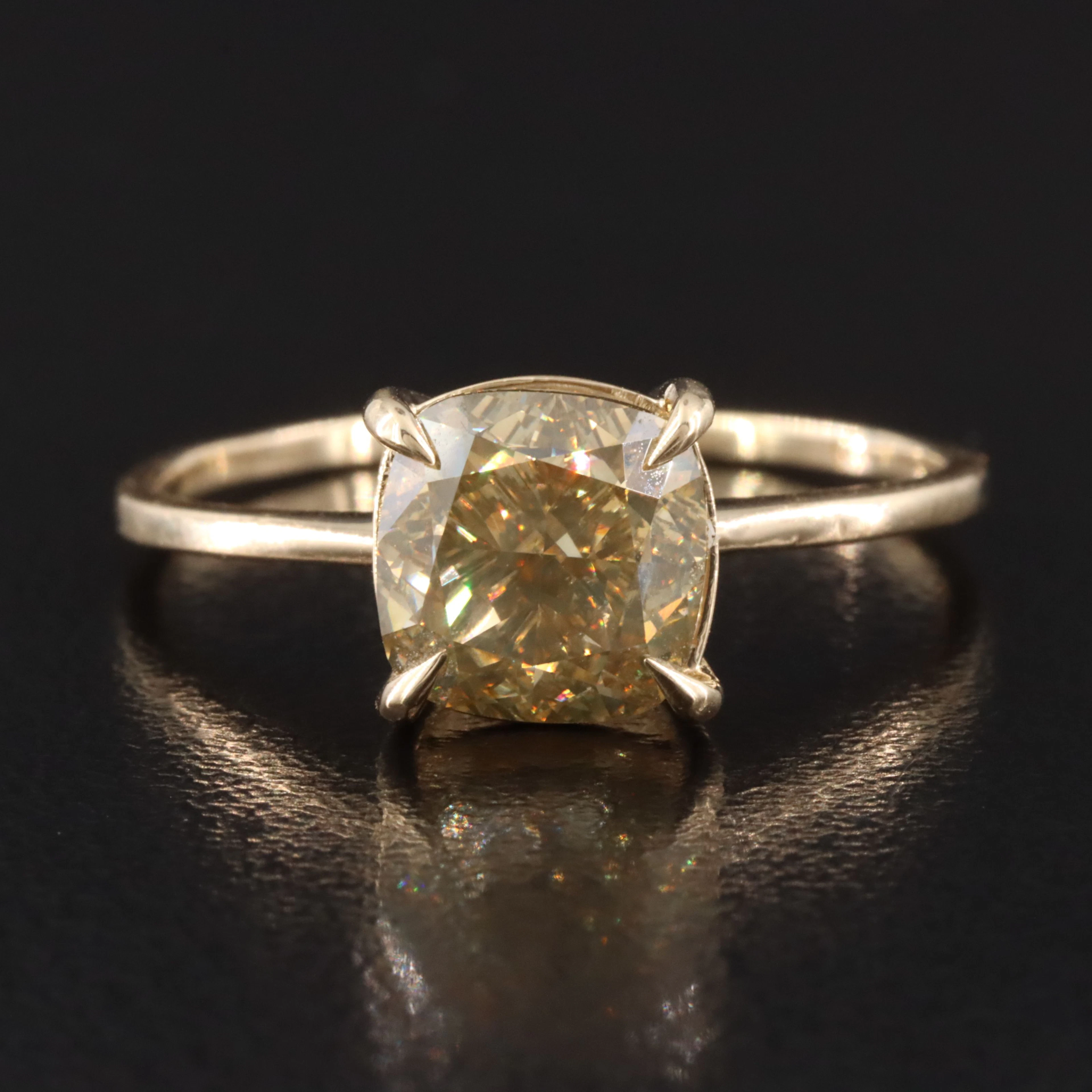 14K 3.03 CT Fancy Color Diamond Solitaire Ring with IGI Report