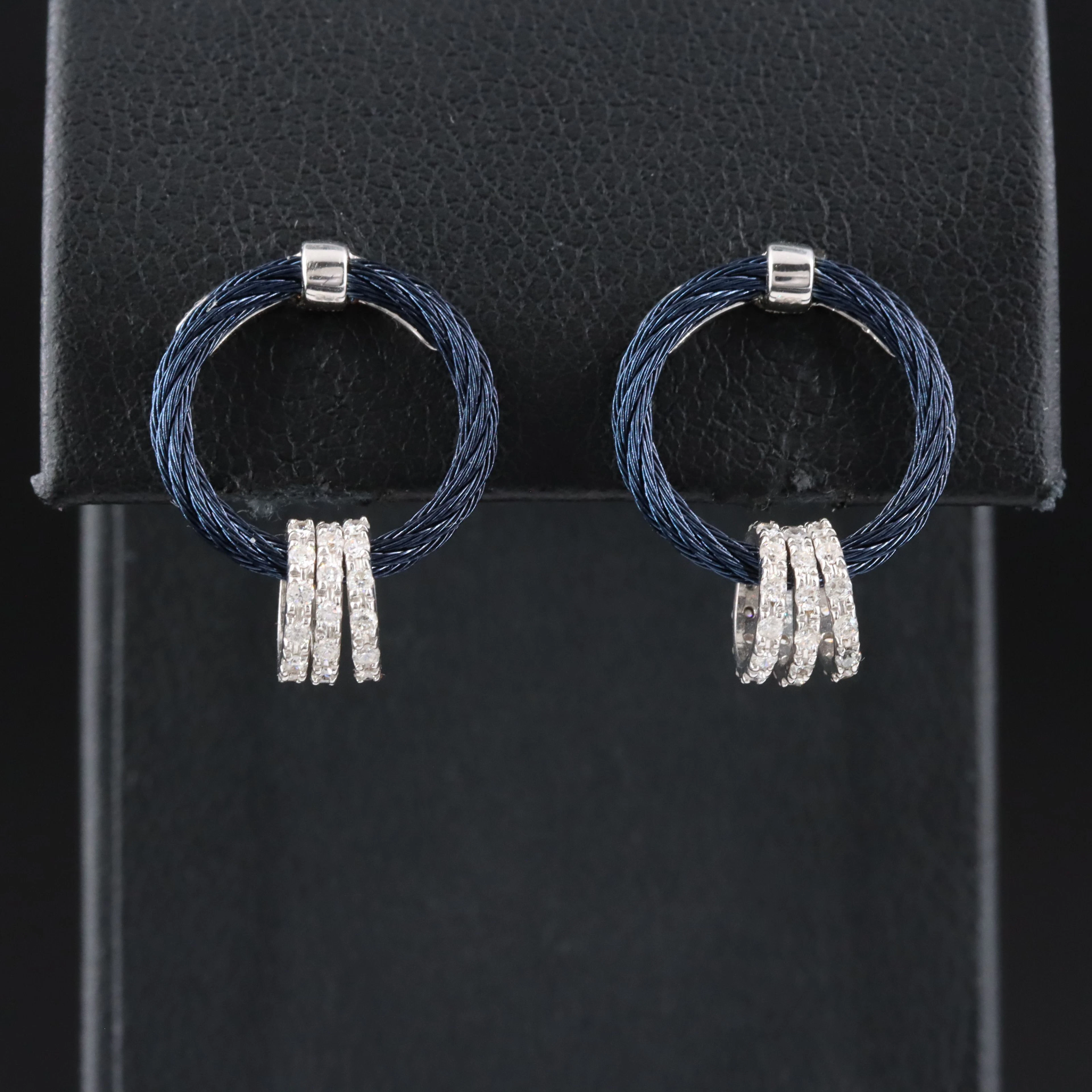 Alor Stainless Steel Circle Earrings with 18K Diamond Accents