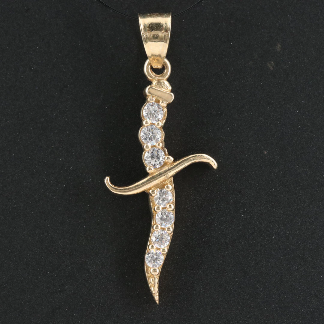 10K CZ Dagger Pendant