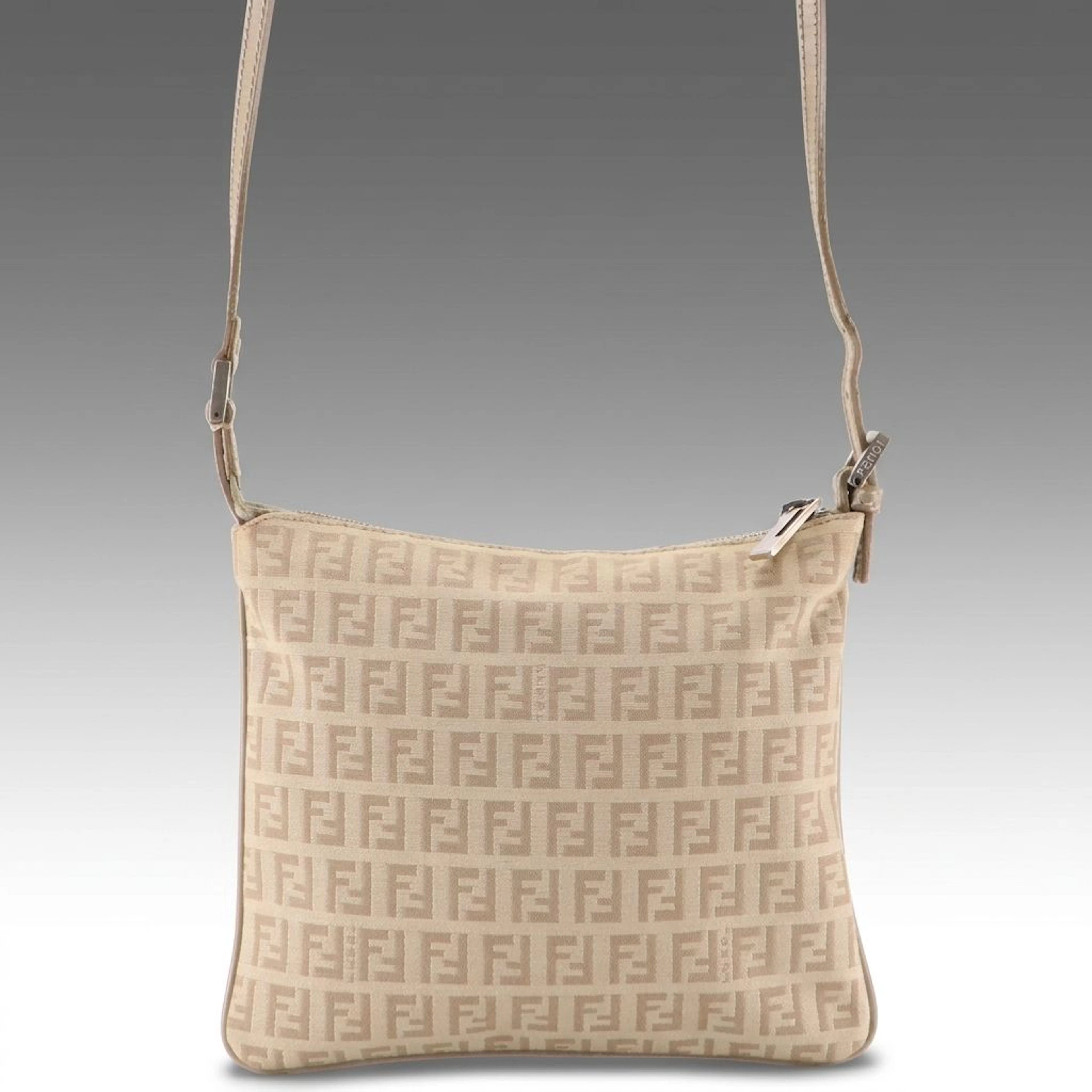 Fendi Crossbody Bag 8BT047 in Beige Zucchino Canvas and Leather