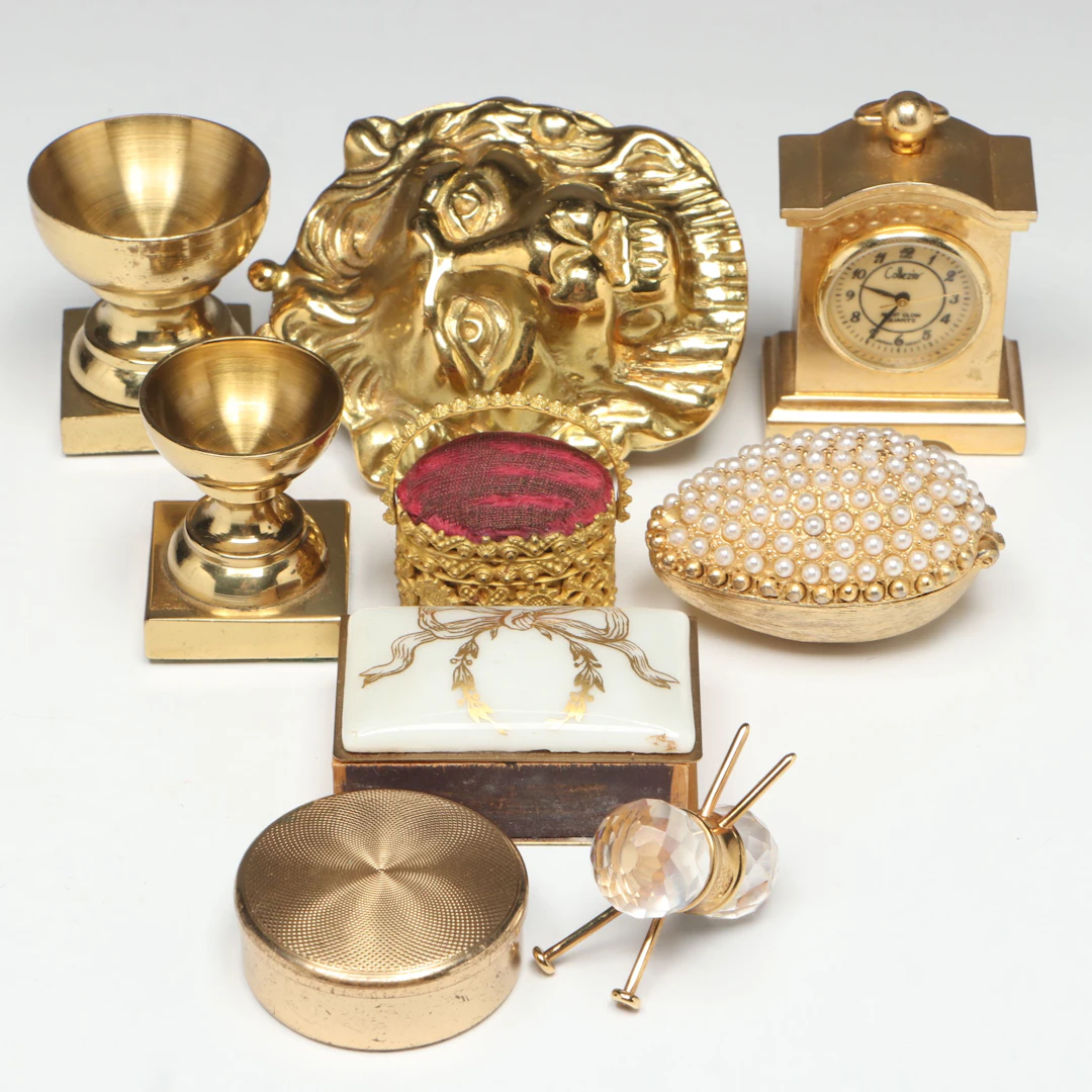 Swarovski "Knitting Needles and Wool" With Boxes, Clock and More