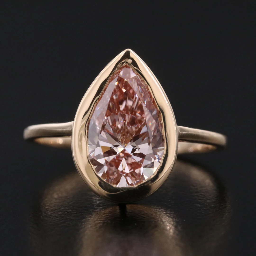 14K 2.79 CT Fancy Vivid Pink Lab Grown Diamond Ring with IGI Report