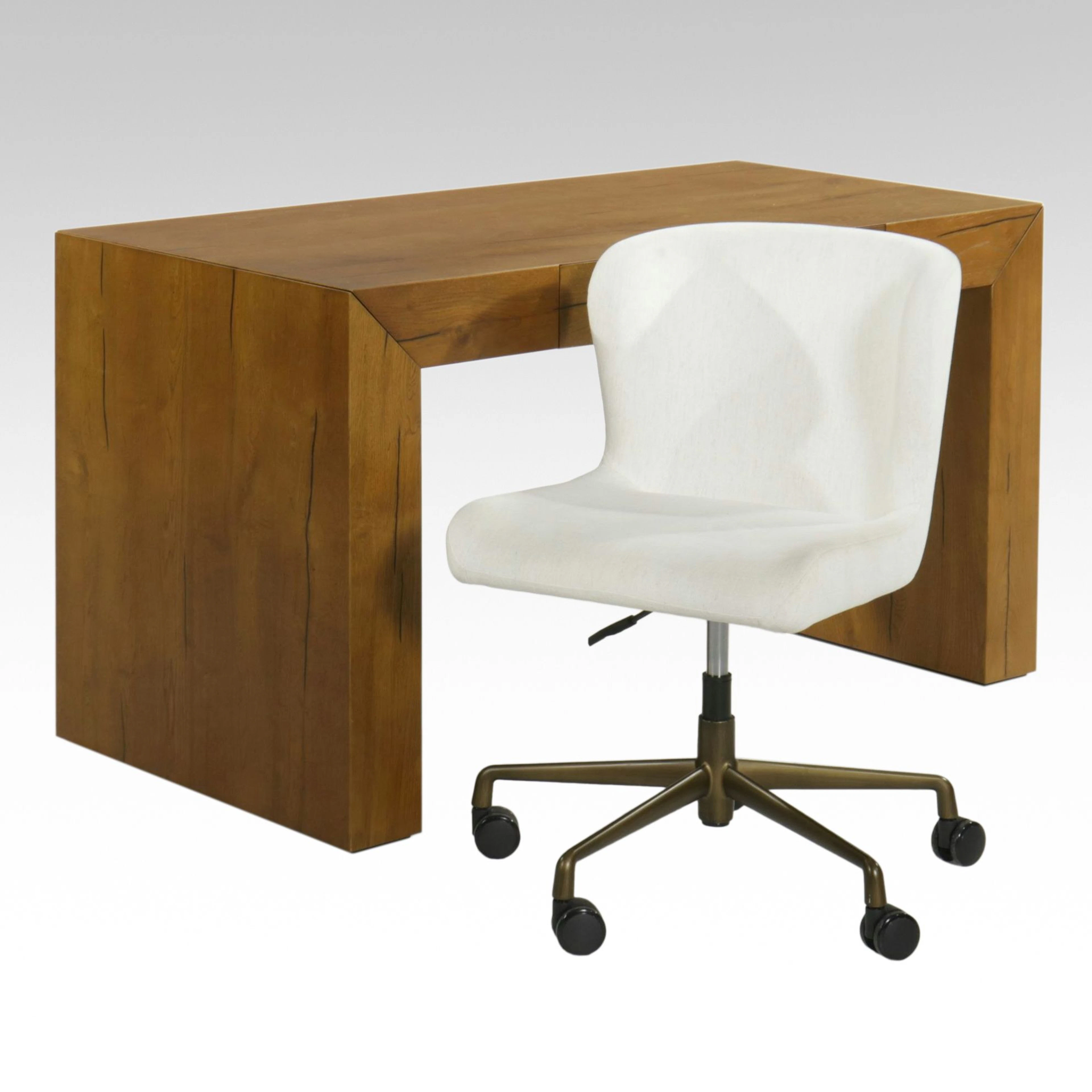 Arhaus "Sullivan" Waterfall Desk and Office Chair, 21st Century