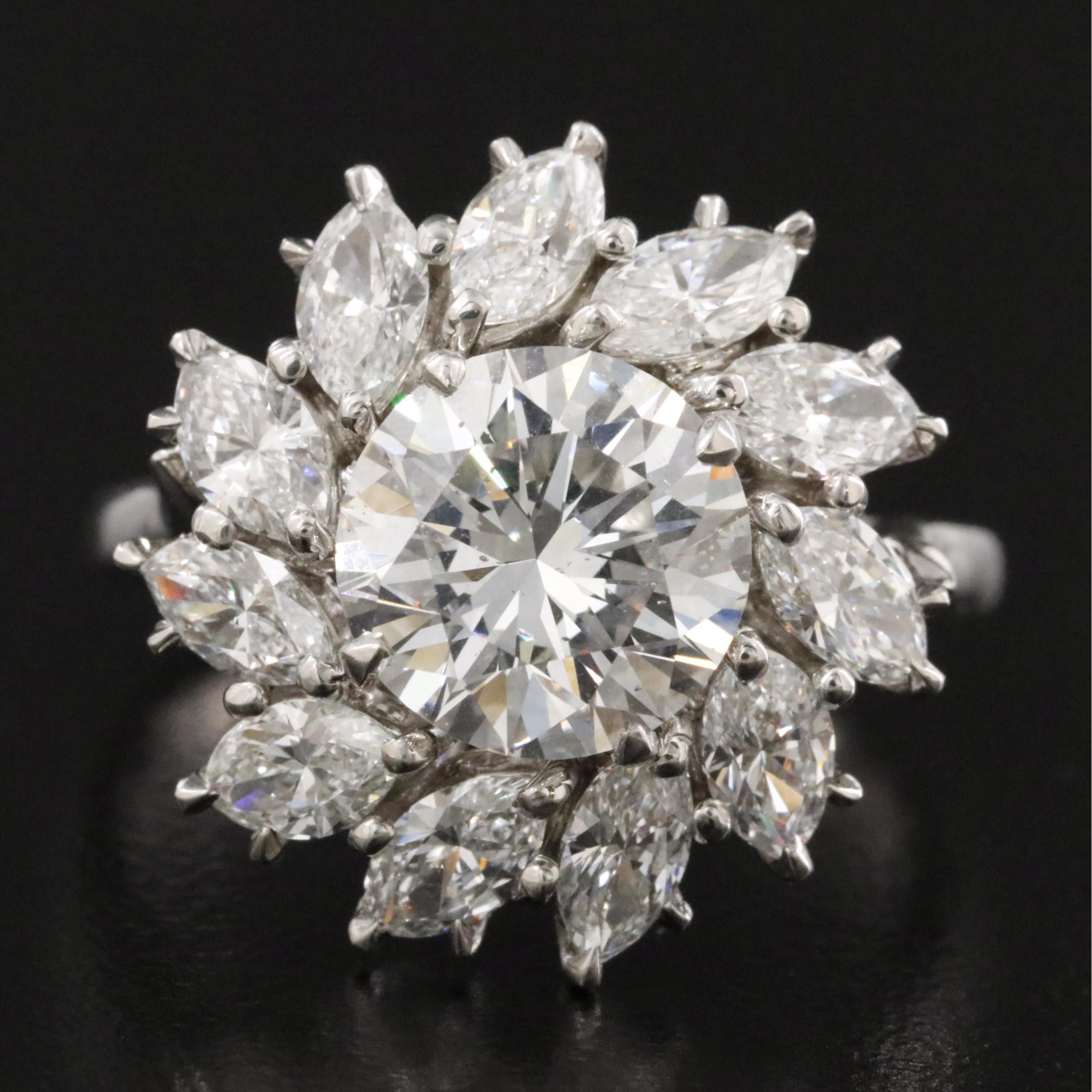 Harry Winston Platinum 4.34 CTW Diamond Marquise Halo Ring with 2.34 CT Center