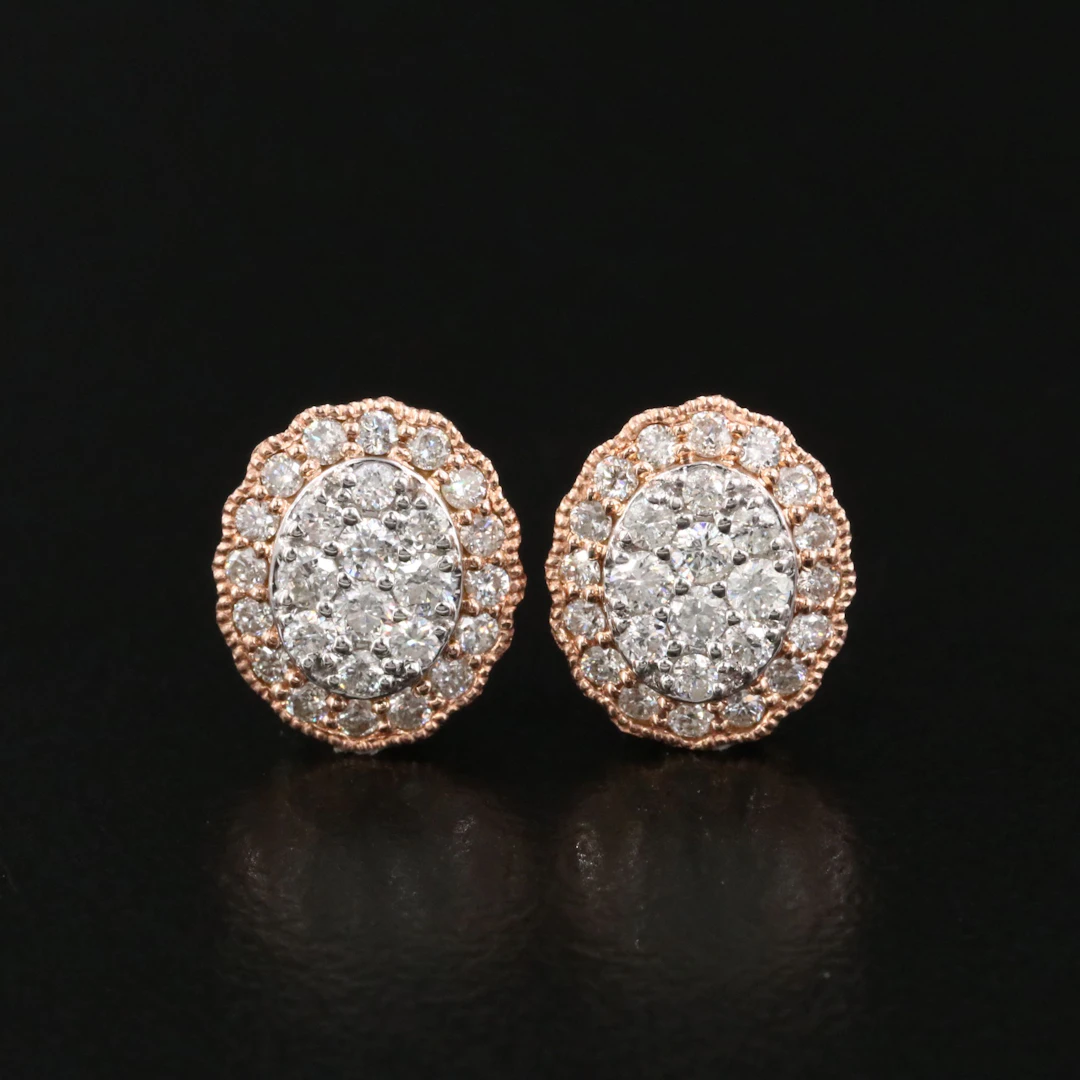14K Rose Gold 0.50 CTW Diamond Earrings