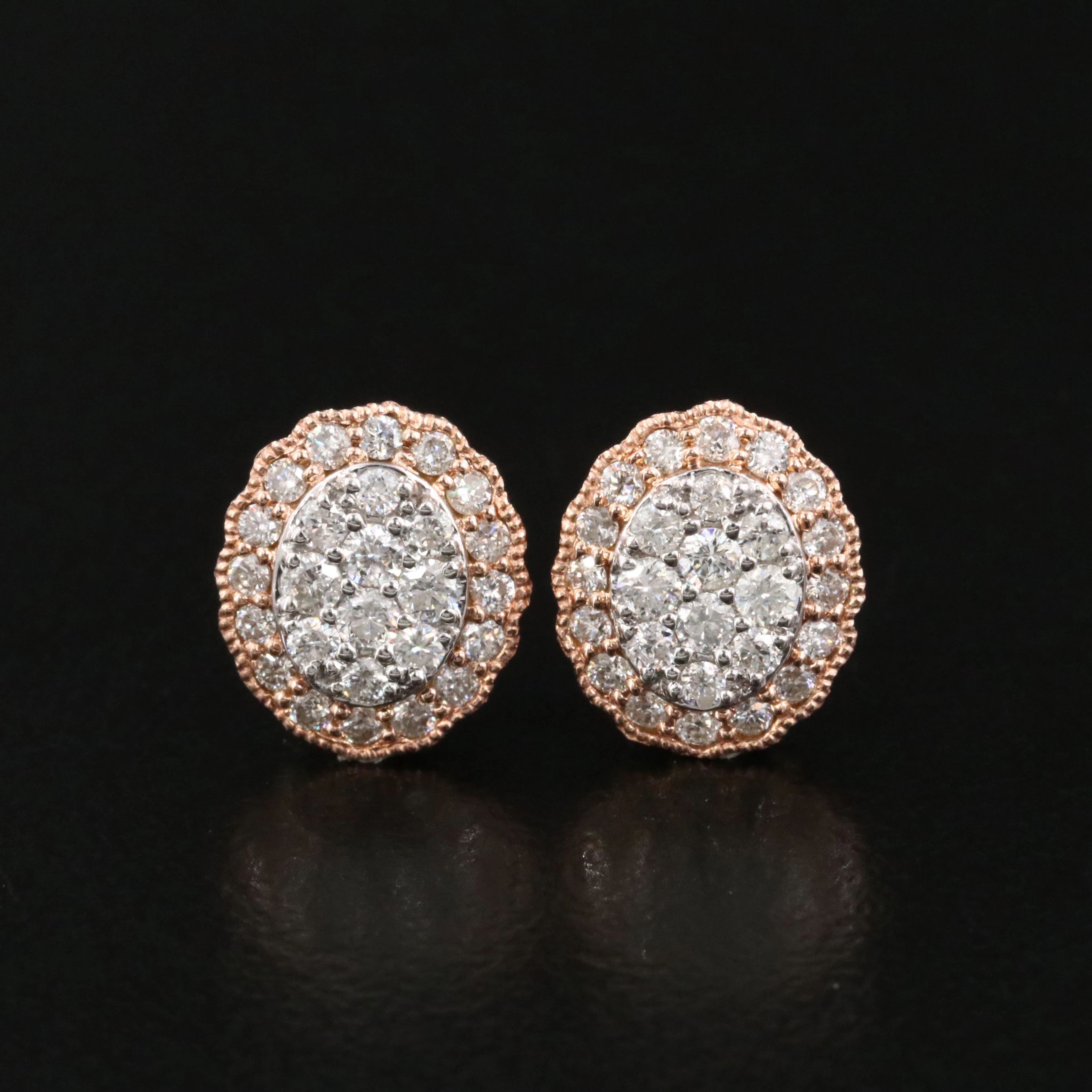 14K Rose Gold 0.50 CTW Diamond Earrings