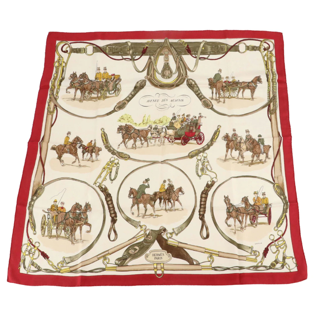 Hermès Early Issue "Avenue Des Acacias" Scarf 90 in Silk Twill