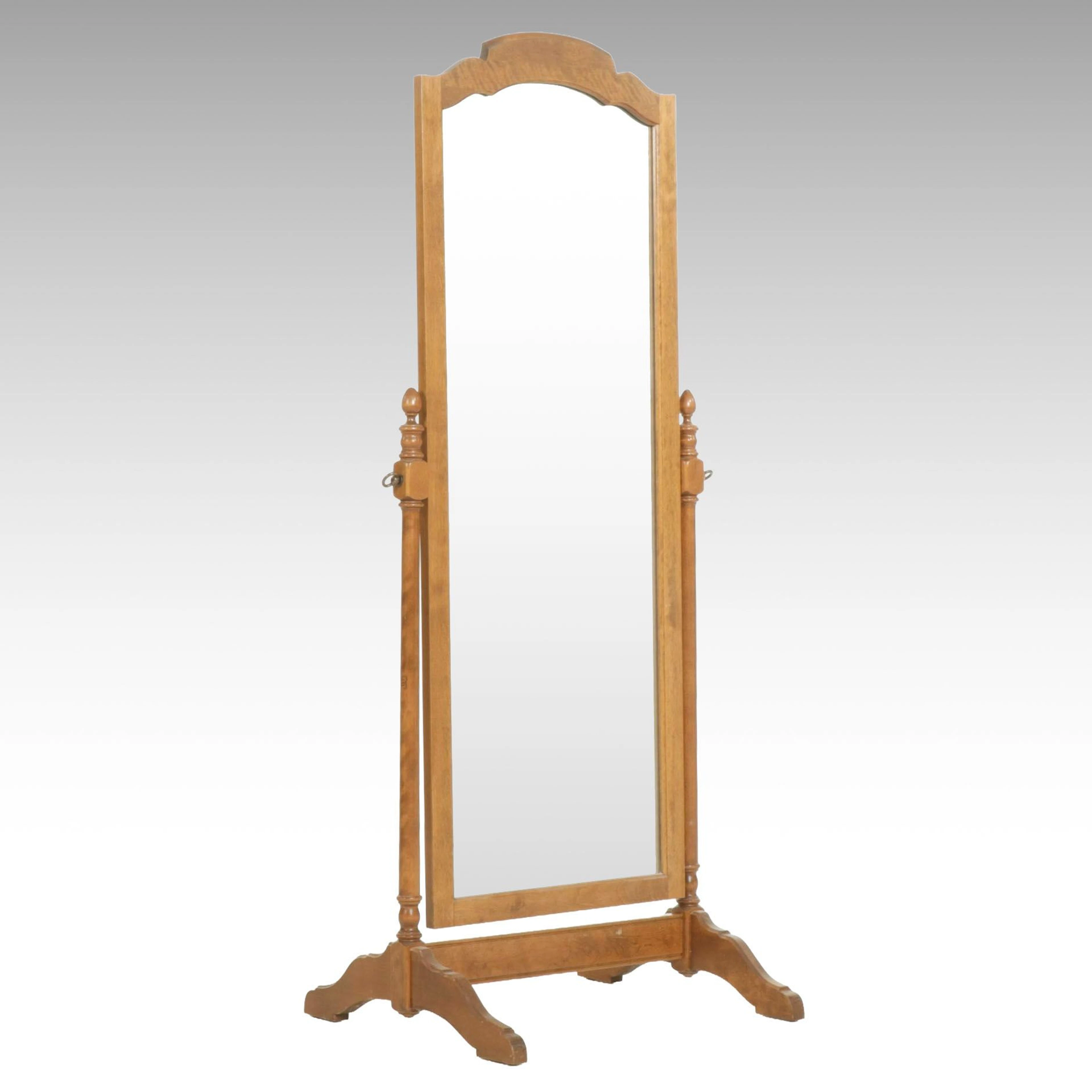 Ethan Allen Colonial Revival Style Pine Cheval Mirror, 1975