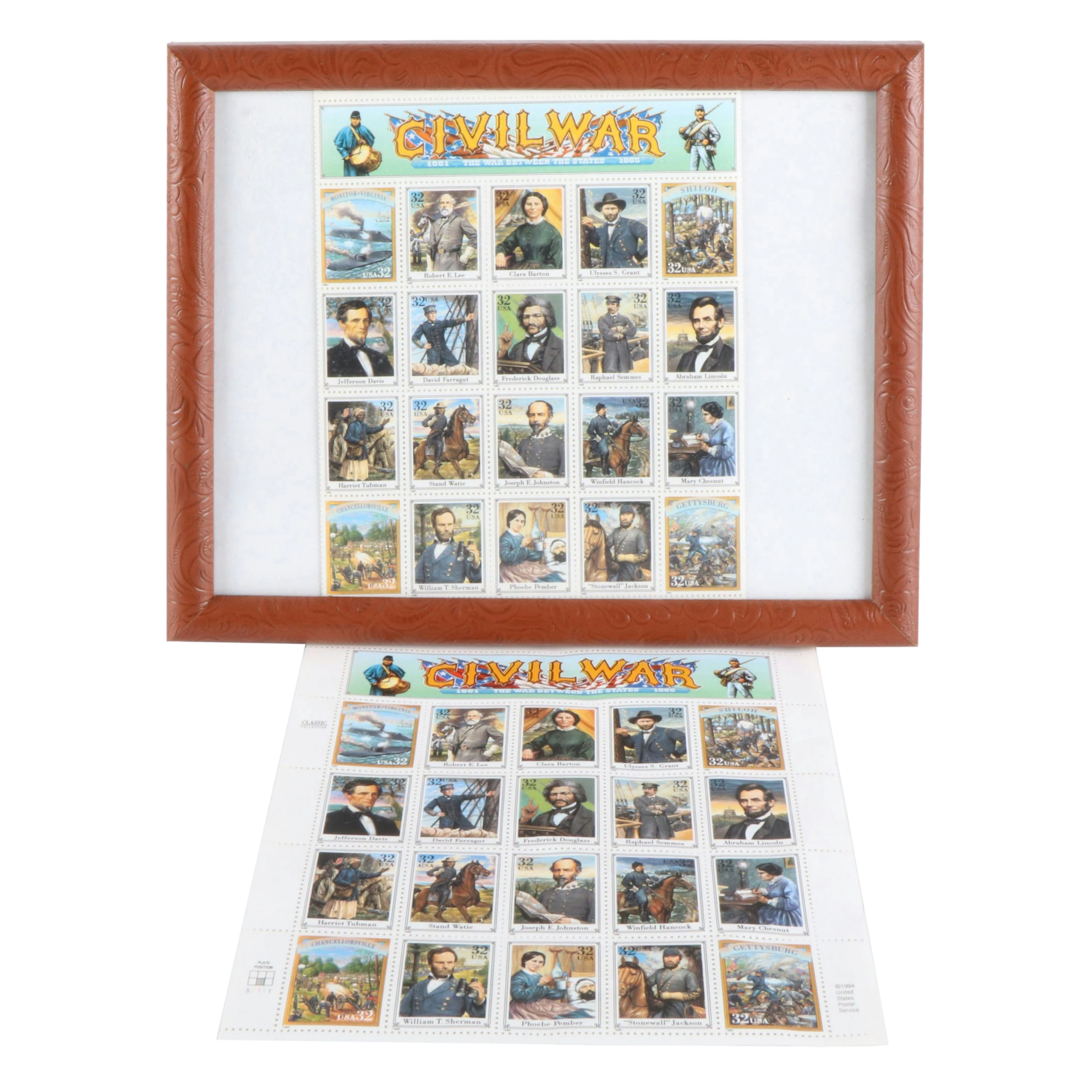 Two 1995 U.S. Civil War Commemorative Postage Stamp Sheets, Scott 2975