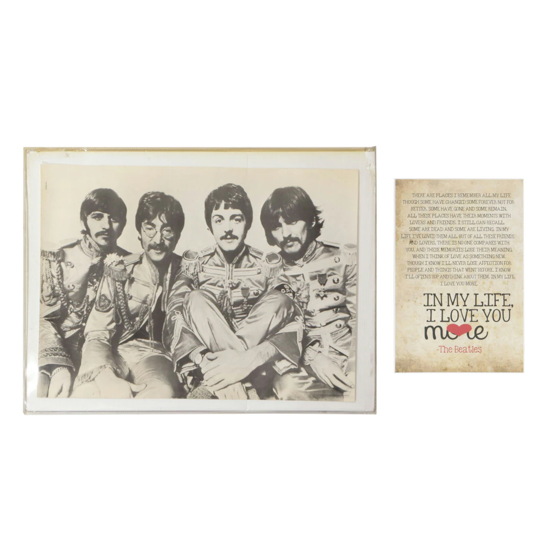 The Beatles Offset Lithograph 1967 Group Photograph with "In My Life" Lyrics