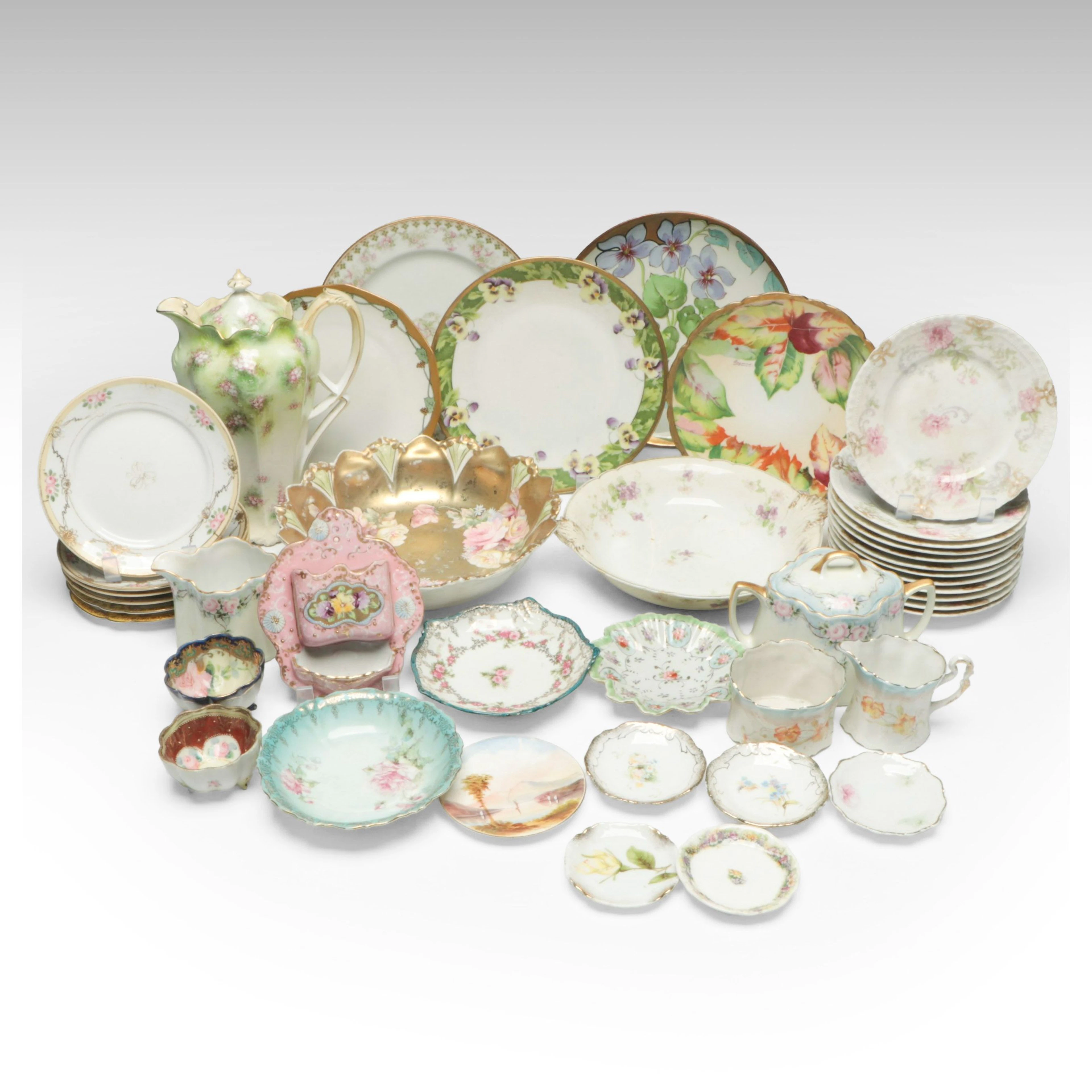 Theodore Haviland Bread Plates with More Porcelain Tableware, Antique