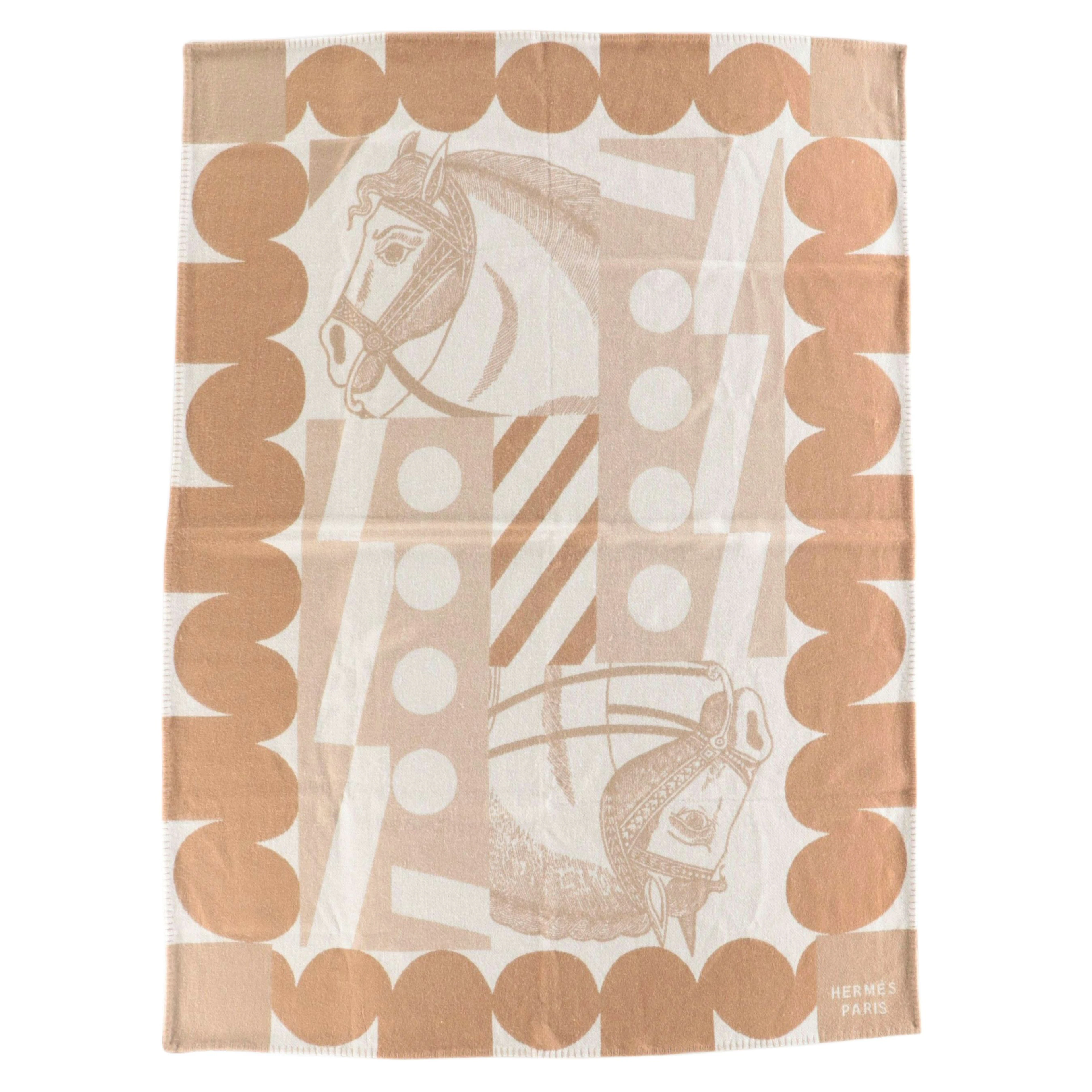 Hermès "Cheval Joker" Merino Wool and Cashmere Blanket