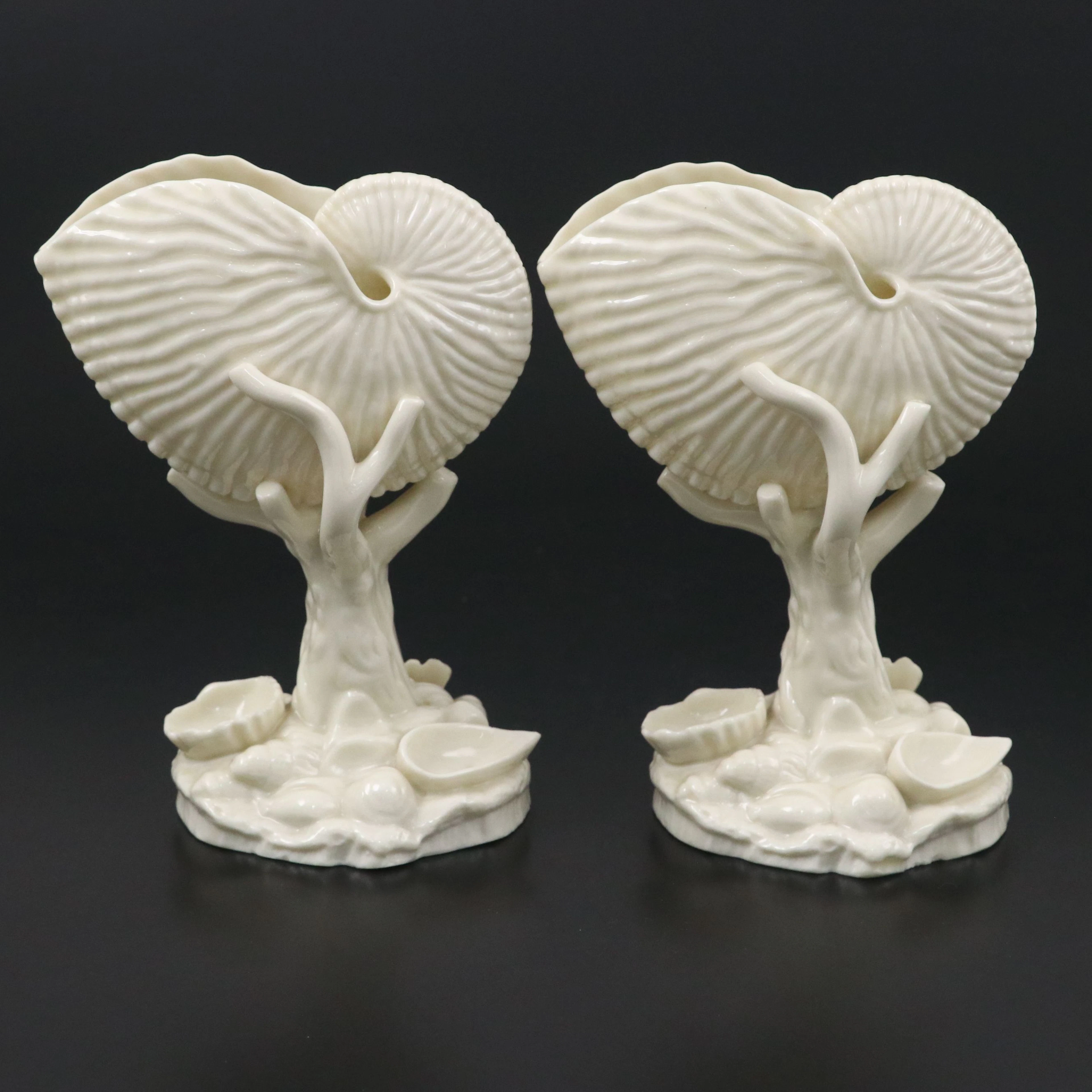 Royal Worcester Bone China Nautilus Shell Vases, Mid-20th Century
