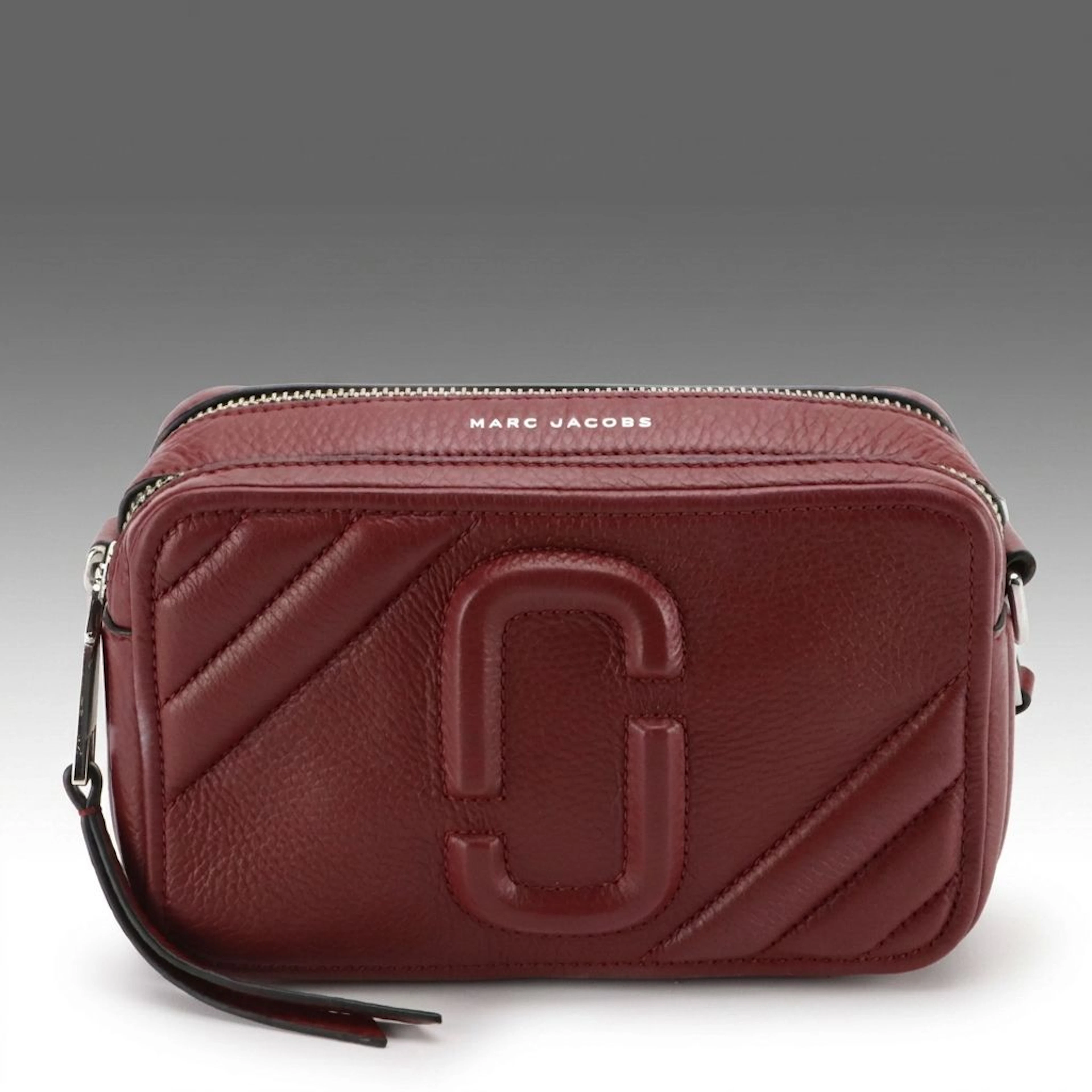 Marc Jacobs "The Moto Shot 21" Camera Crossbody Bag in Burgundy Grained Leather