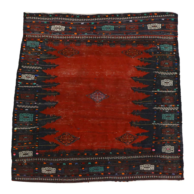 3'9 x 4' Handmade Turkish Mut Cicim Accent Rug