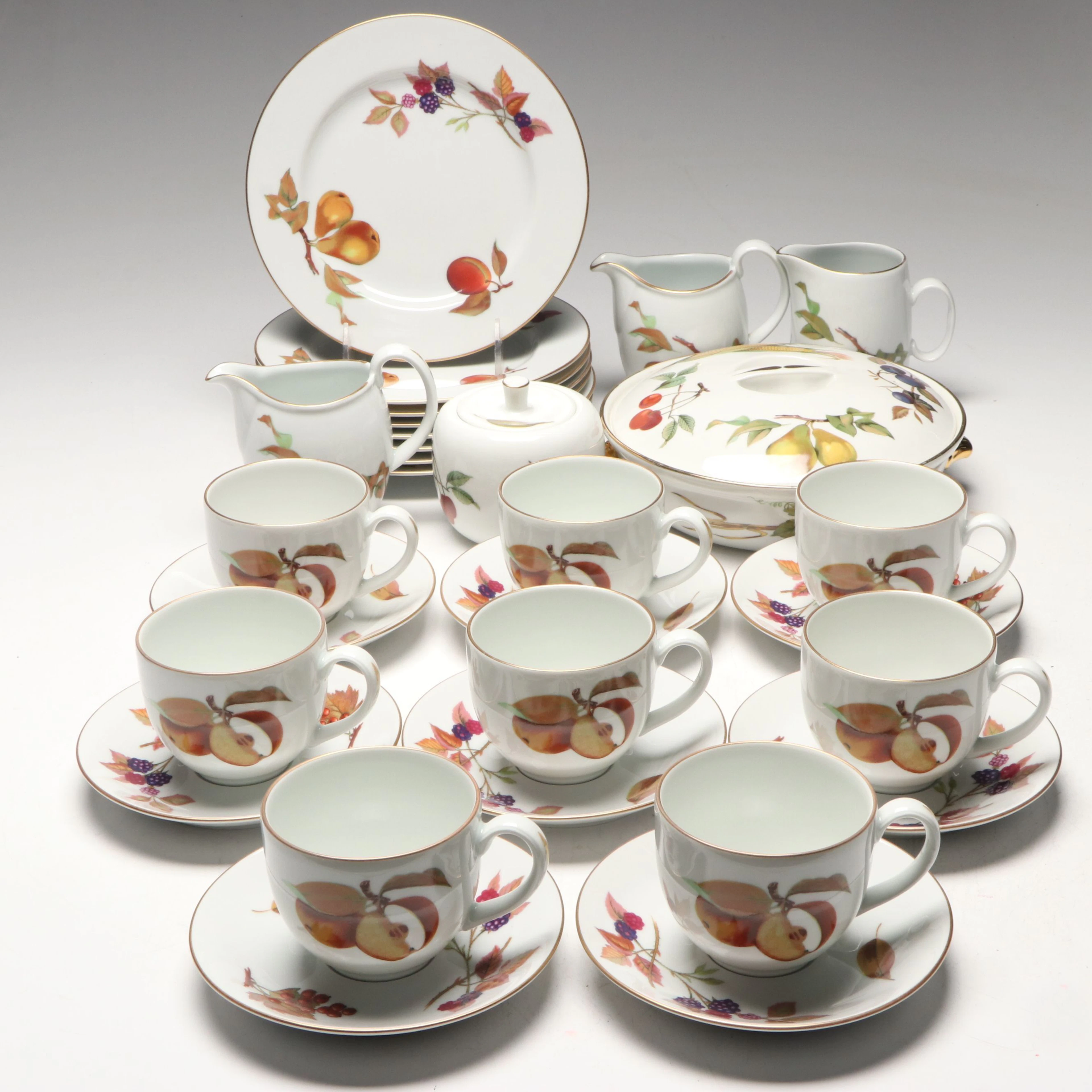 Royal Worcester "Evesham" Porcelain Teacups & Saucers and More