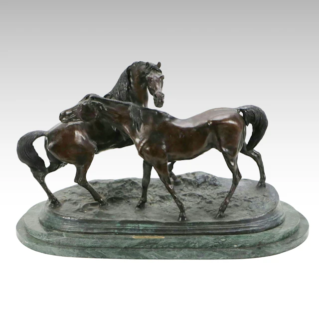 After Pierre-Jules Mêne Equestrian Bronze Sculpture "L'Accolade"