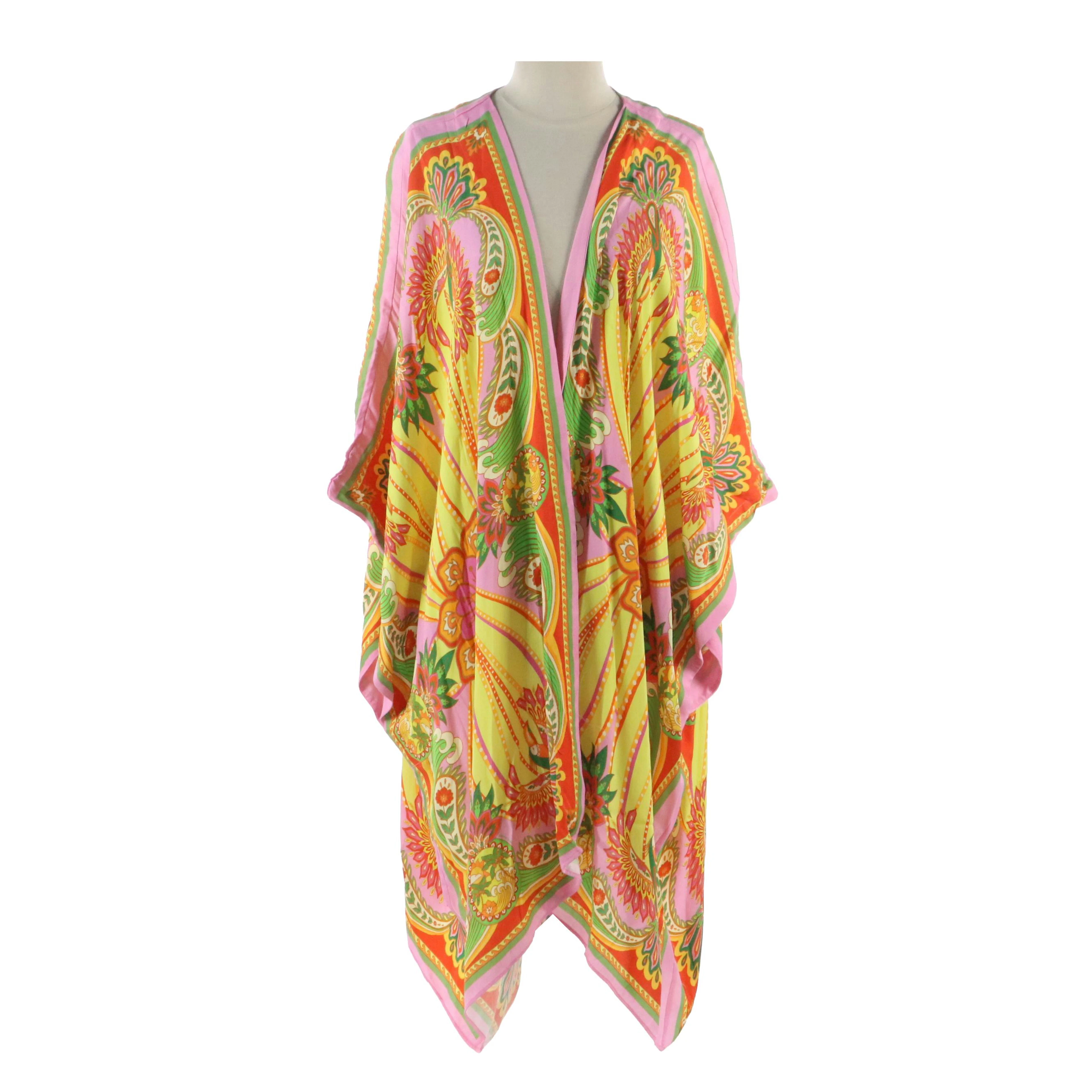 FARM Rio Multicolor Beach Toucans Scarf Kimono Jacket