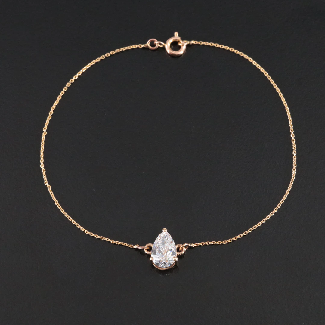14K 1.10 CT Lab Grown Diamond Solitaire Bracelet with IGI Report