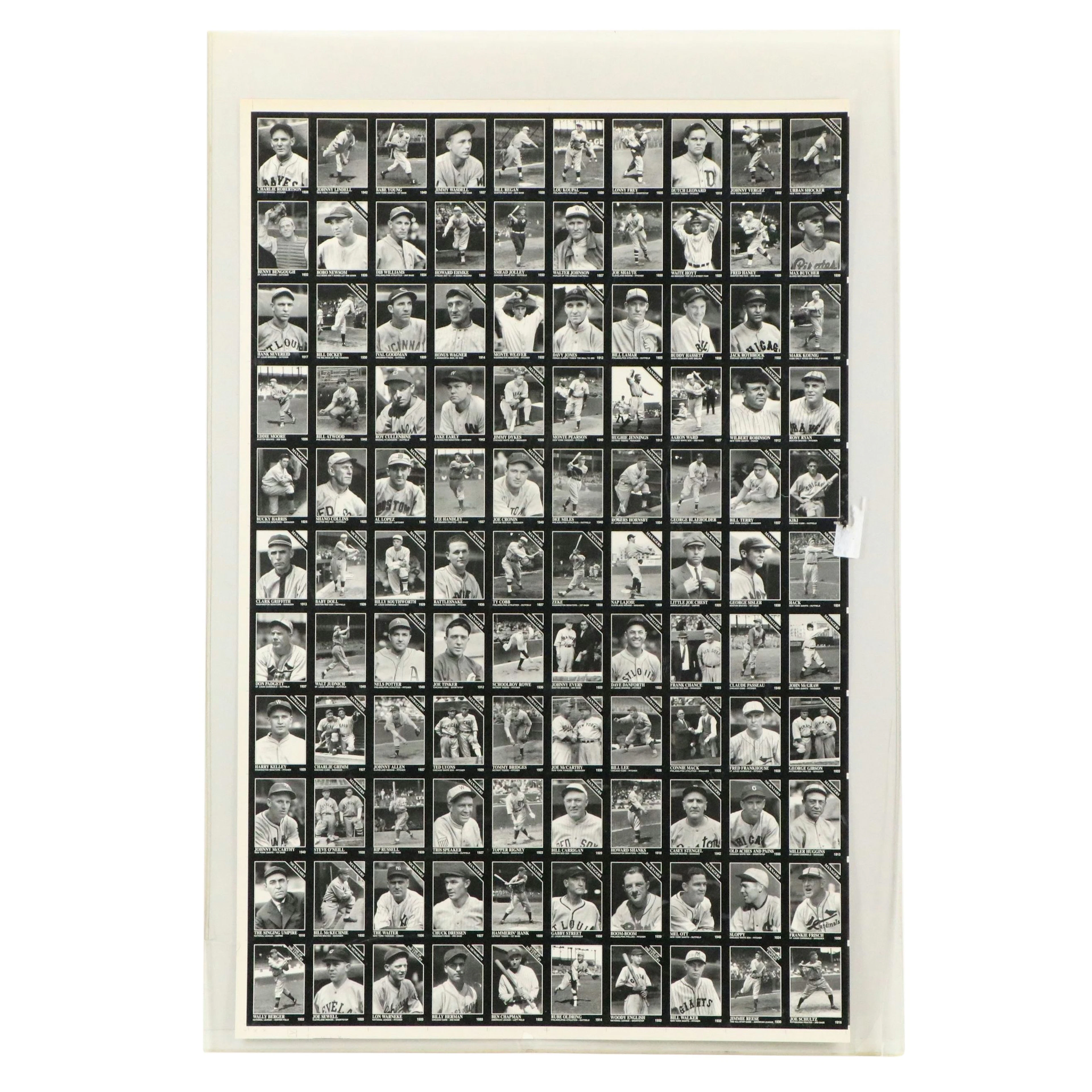 1993 Conlon Collection Uncut Baseball Card Sheet Featuring Honus Wagner