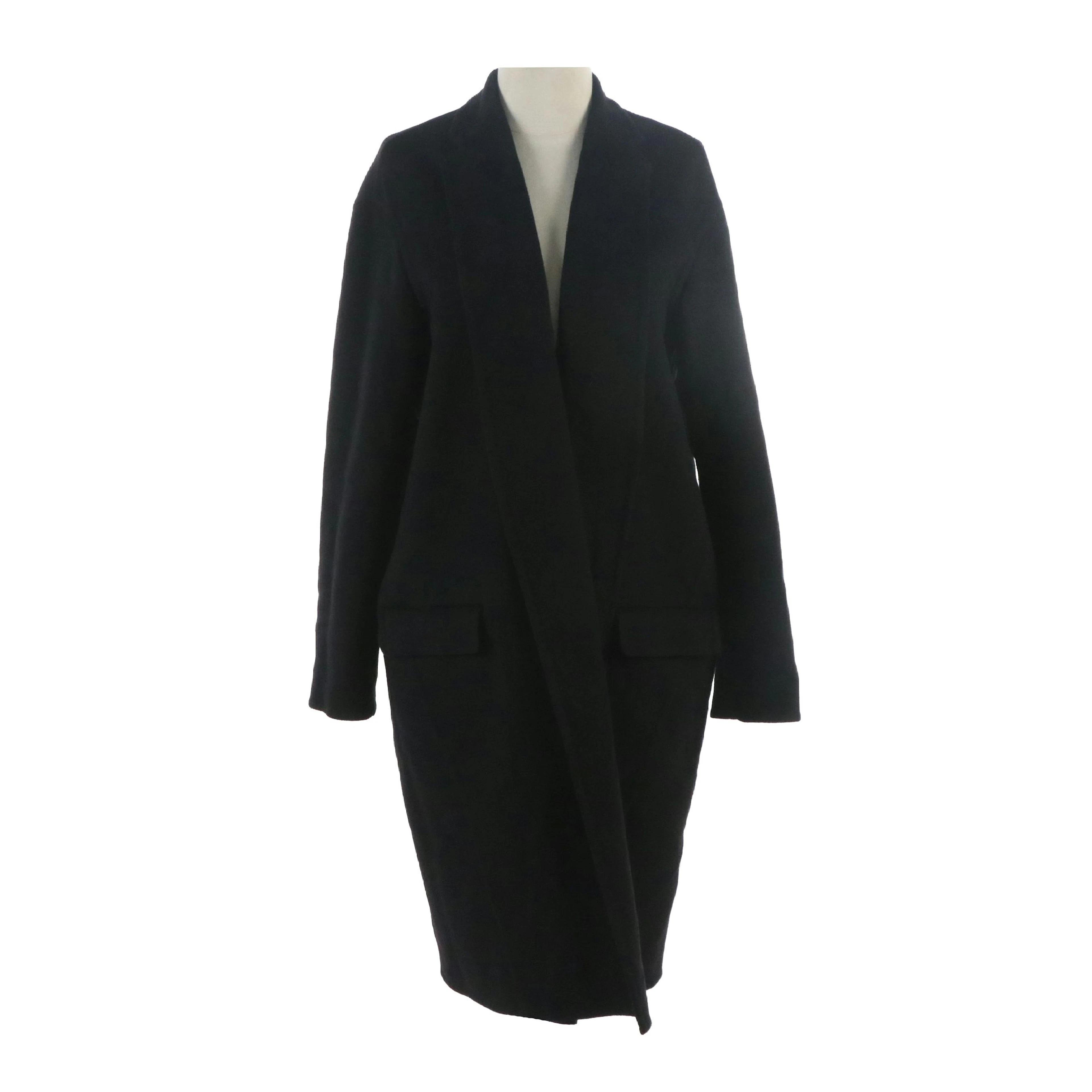 Céline Black Cashmere Open Front Mid-Length Overcoat