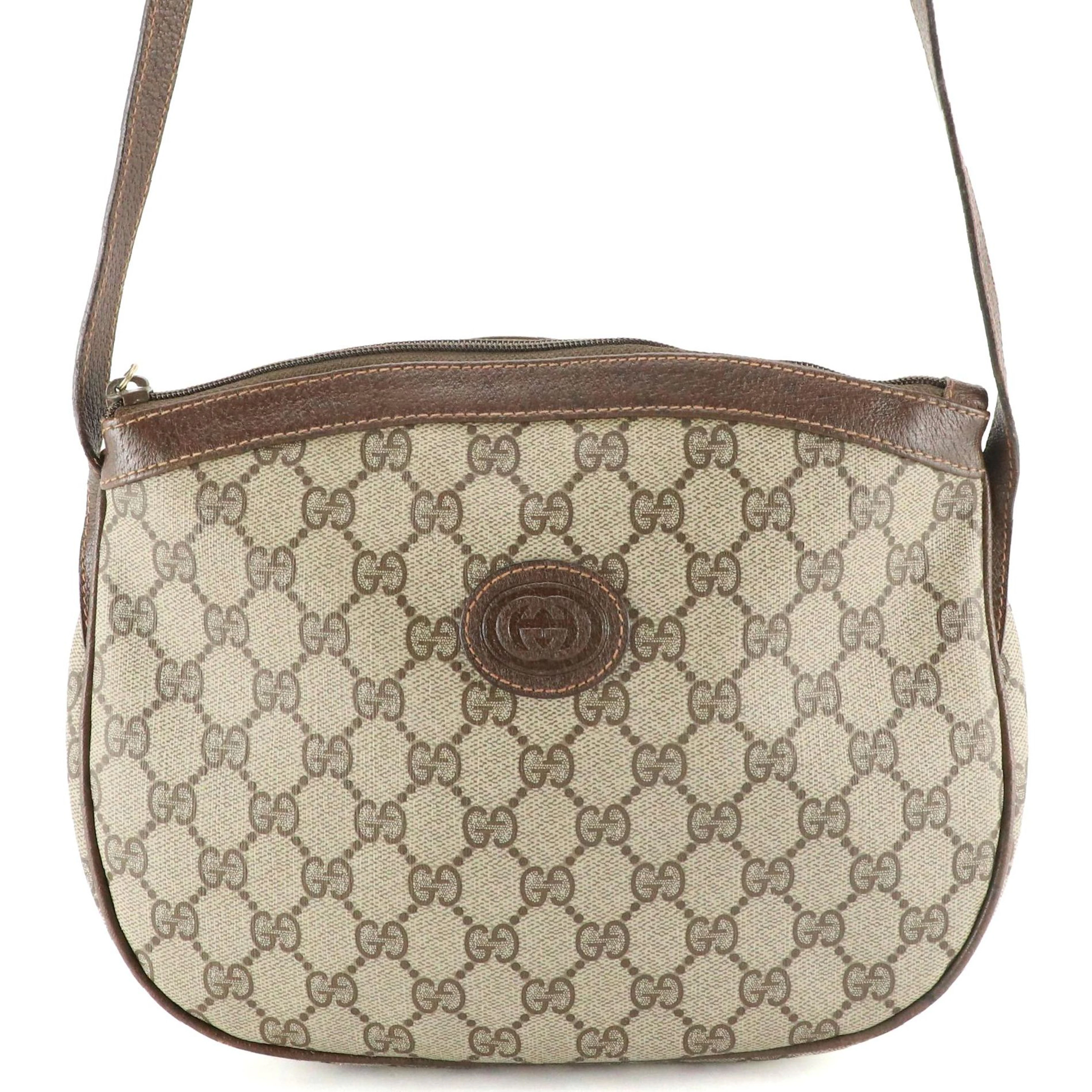 Gucci Interlocking GG Shoulder Bag in GG Supreme Canvas and Leather