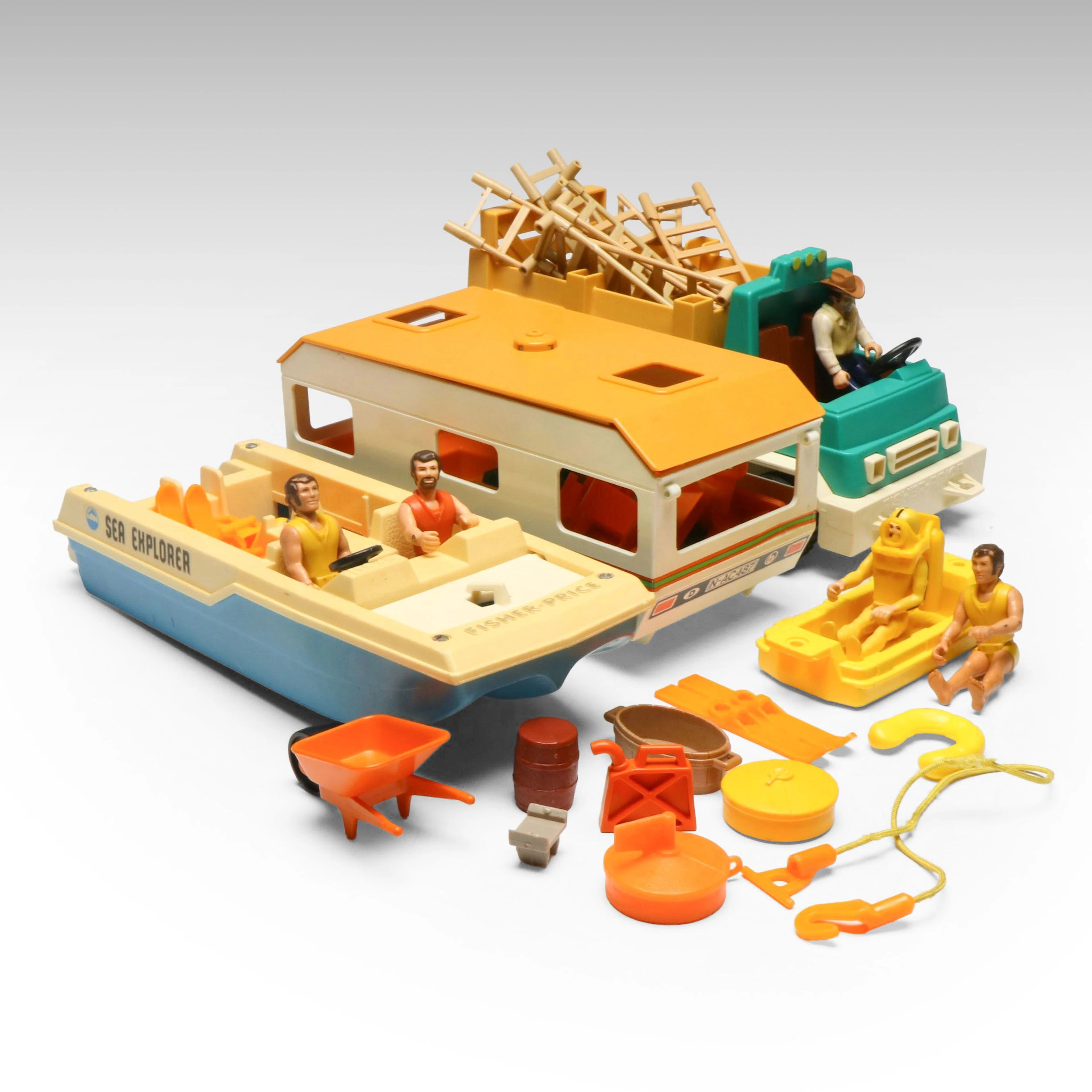 Fisher-Price "Sea Explorer" and Farm Truck with Playmobil Camper and More Toys
