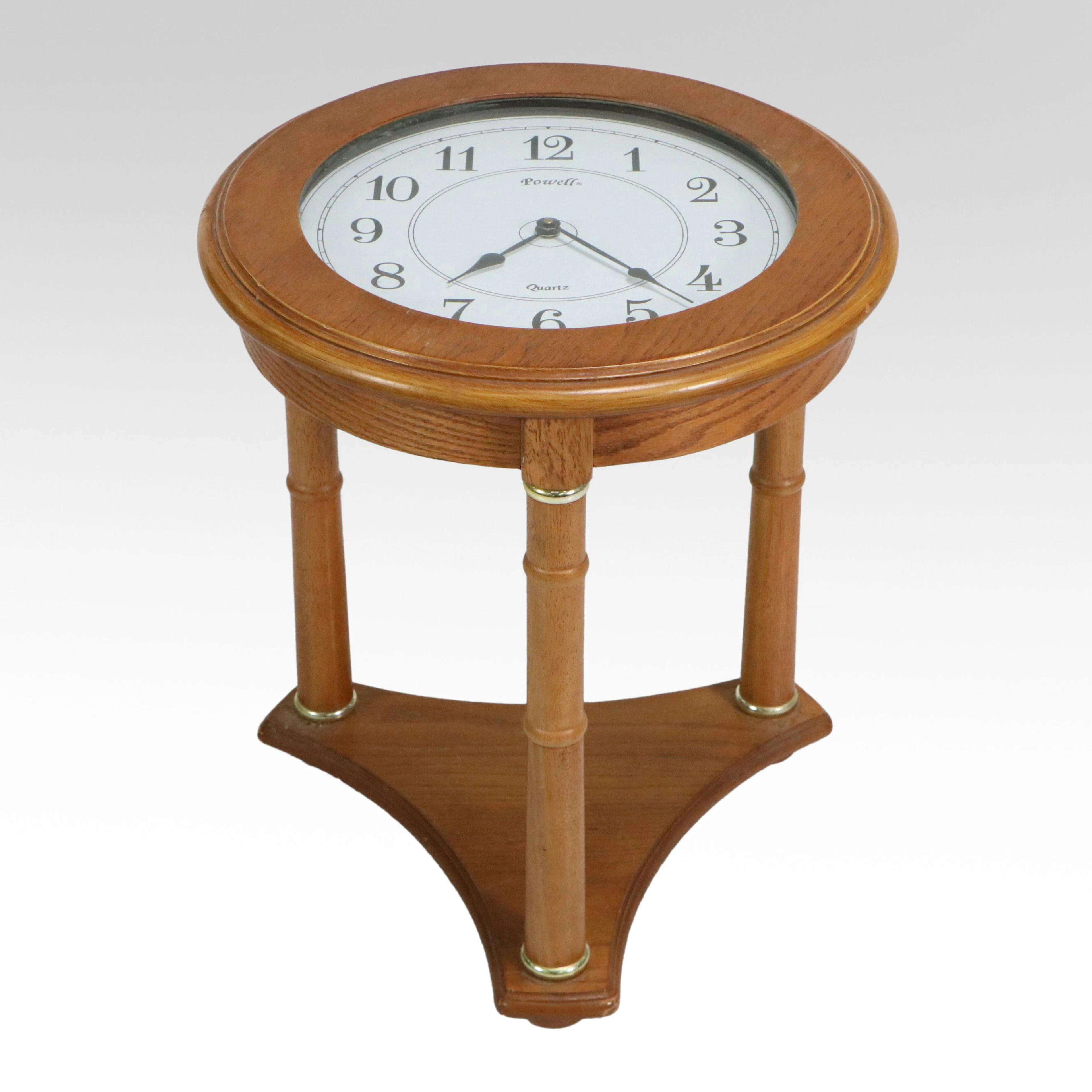Powell Clock Face Wooden End Table
