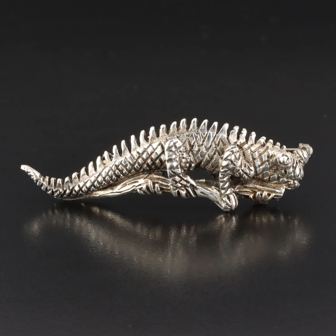 Sterling Iguana Brooch