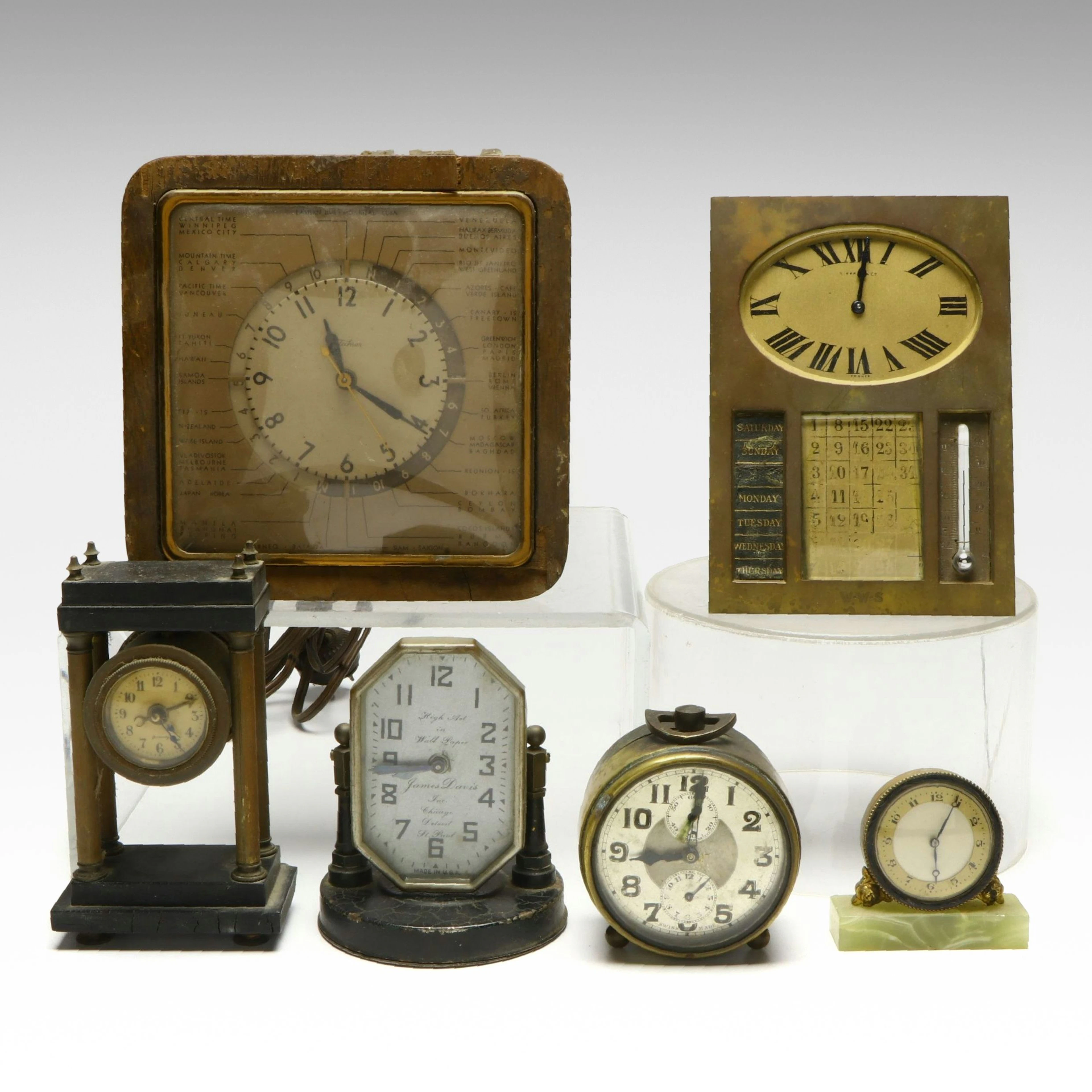 Vintage Charles Victor "Just" Desk Clock for Tiffany & Co. and Other Clocks