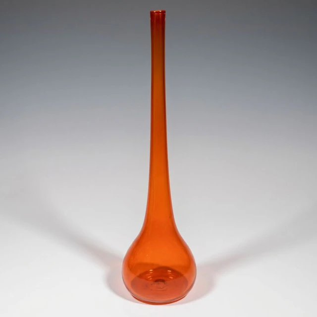 Blenko Mid Century Modern Style Orange Glass Vase, Mid to Late 20th Century