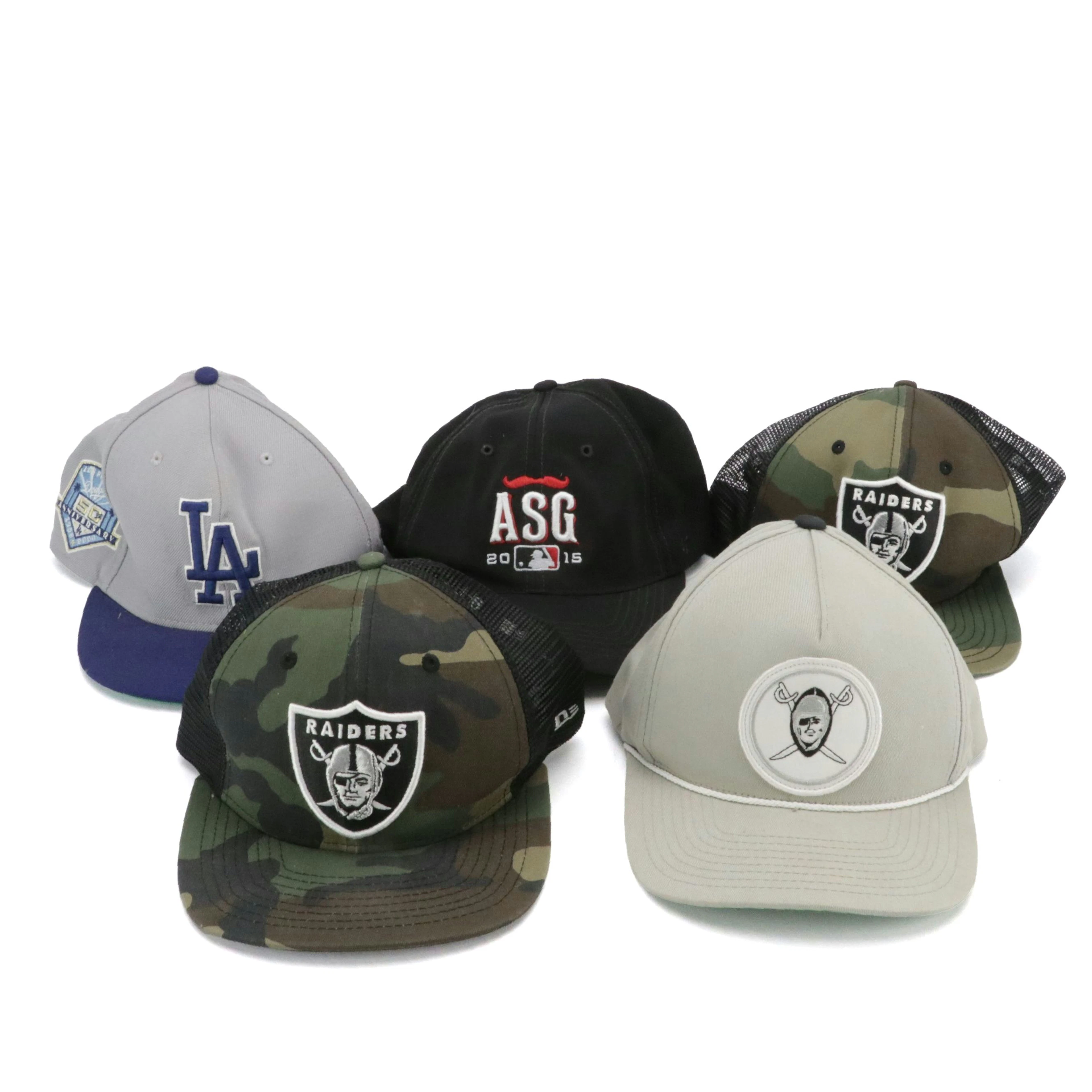 Las Vegas Raiders, Los Angeles Dodgers and 2015 All Star Baseball Hats