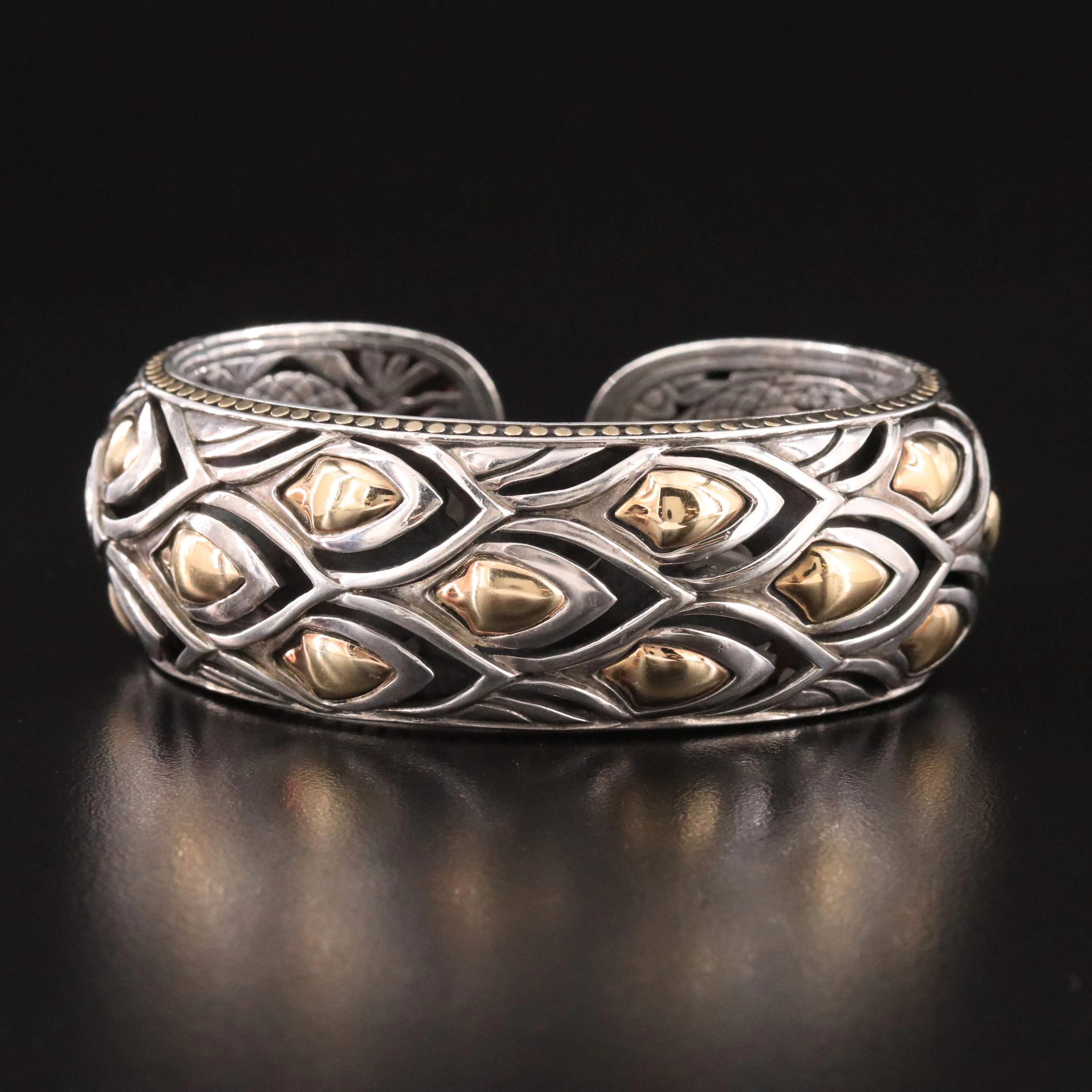 John Hardy Legends Naga Sterling Dragon Scale Cuff Bracelet with 18K Accents