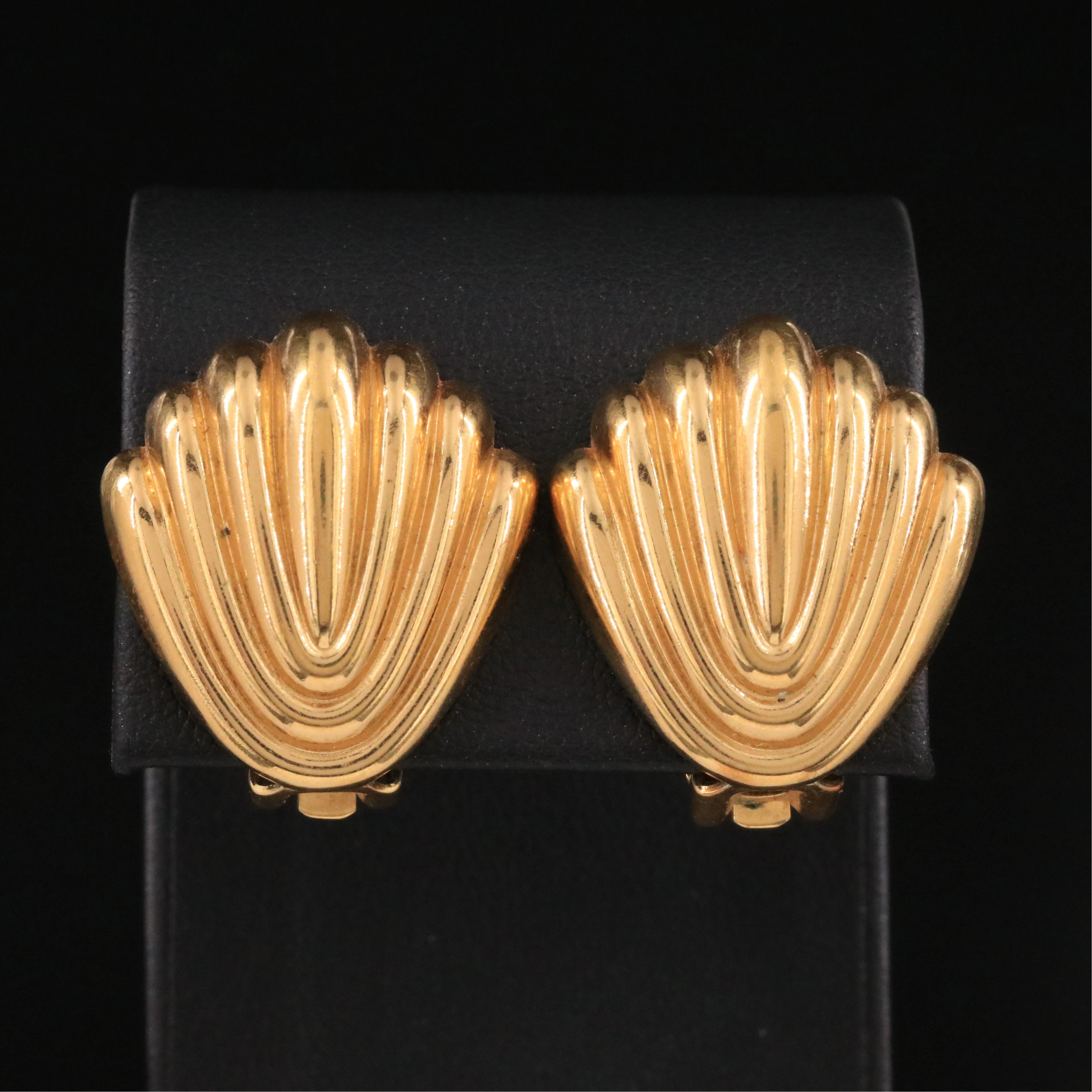 Christian Dior Fluted Clip Earrings