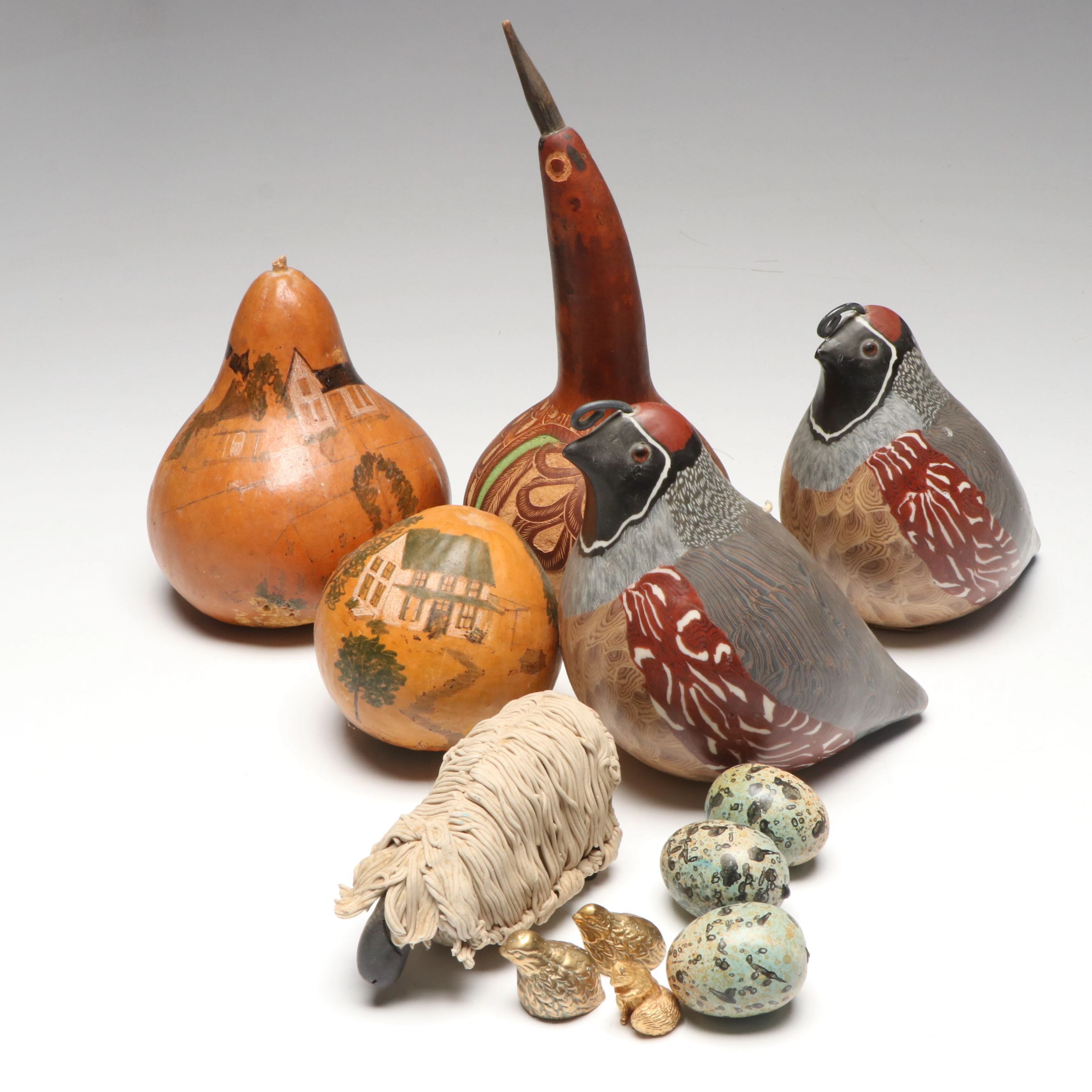 Native American Style Burnished and Carved Gourd Vessels and More Décor