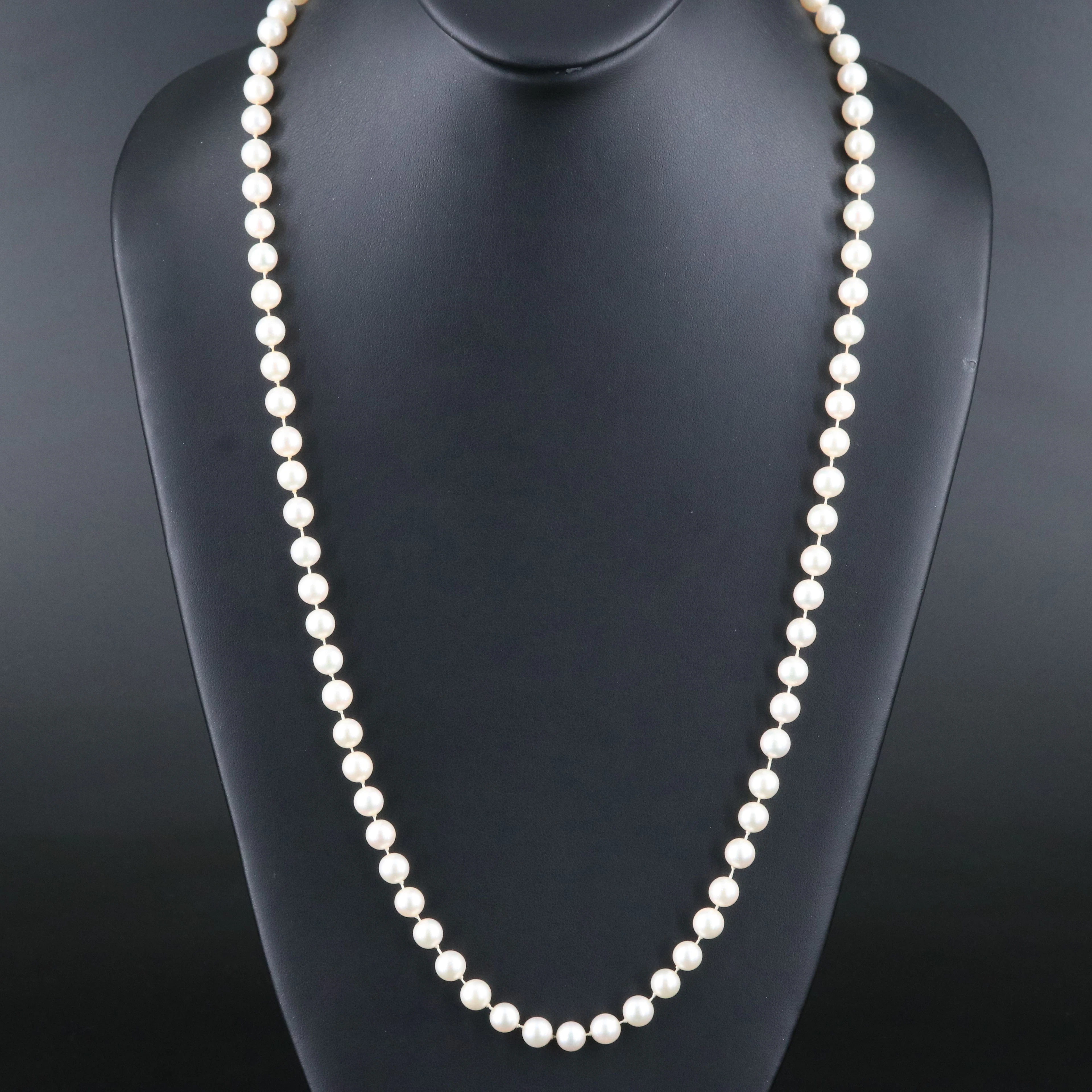 Mikimoto Opera Length Pearl Necklace with 18K Clasp