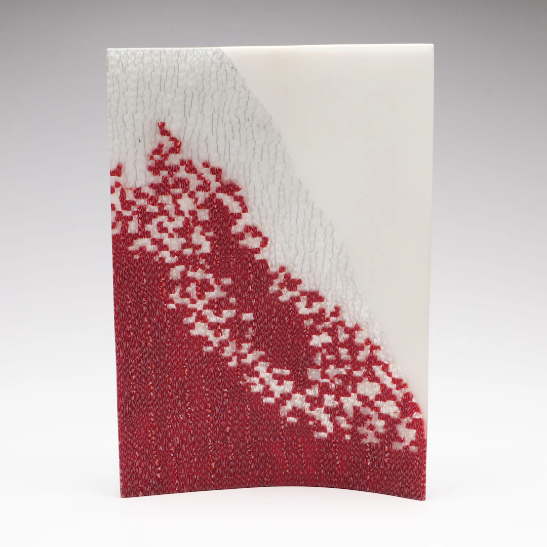 Red and White Glass Square Centerpiece