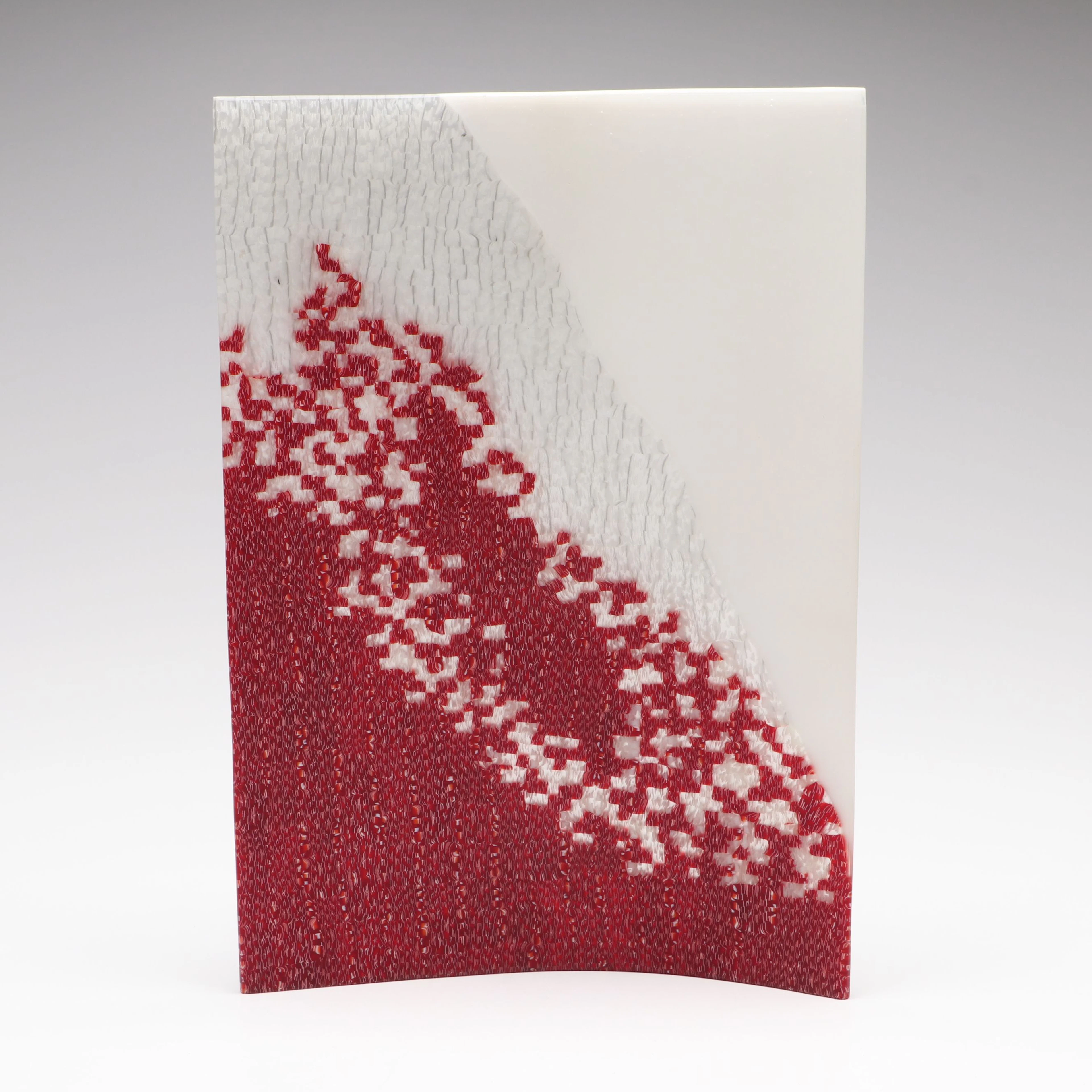 Red and White Glass Square Centerpiece