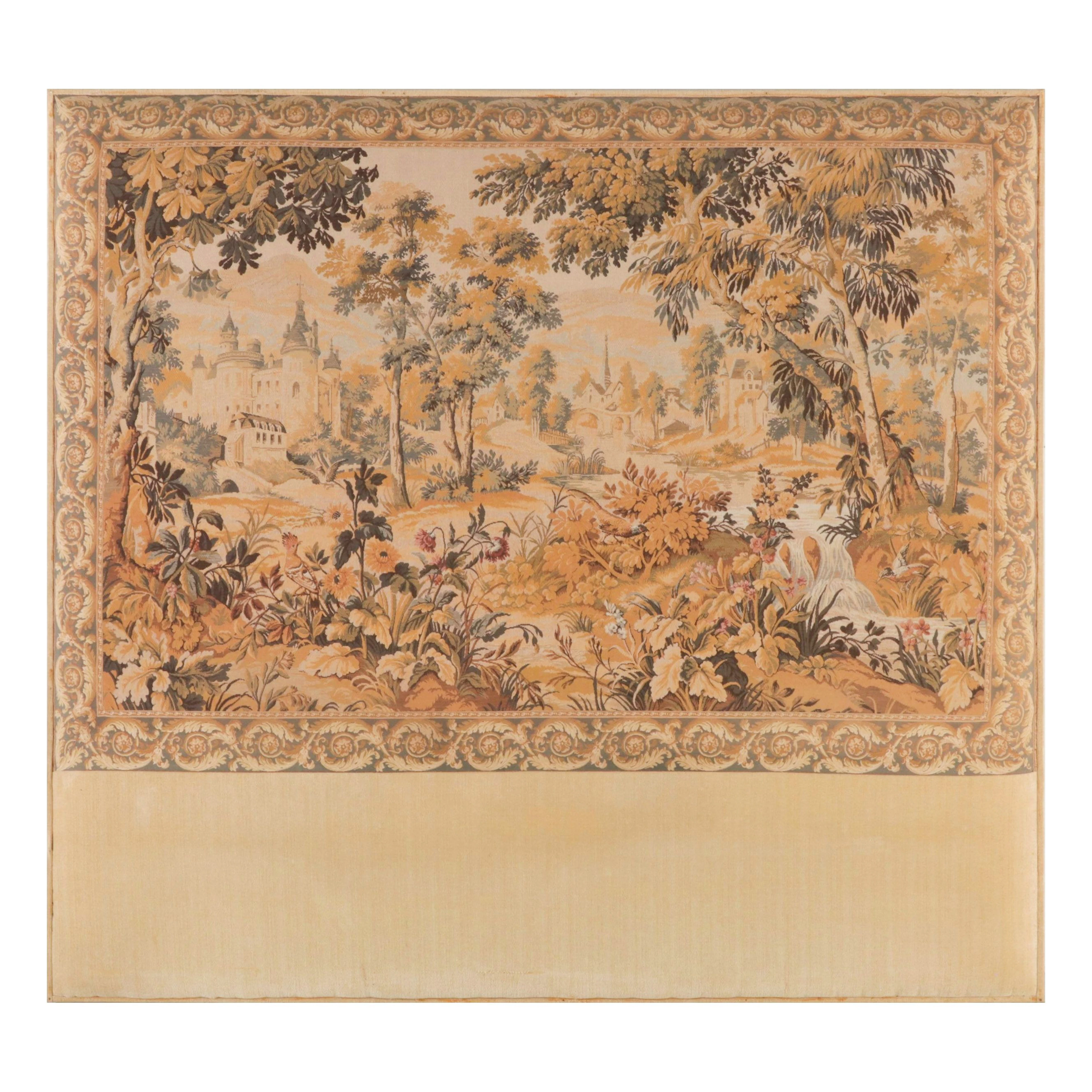 Custom Made Verdure Tapestry and Chenille Padded Headboard